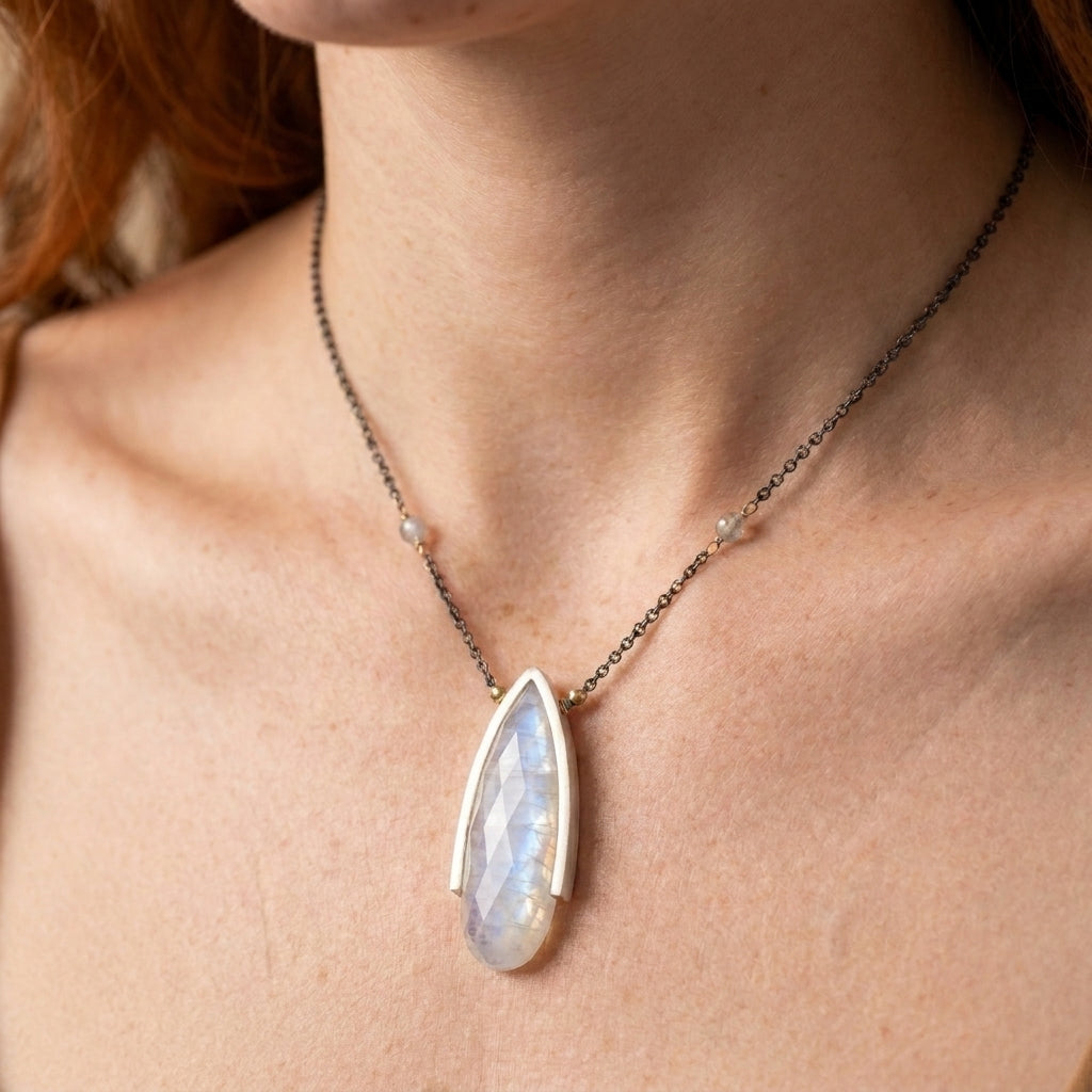 Moonstone Drop Necklace