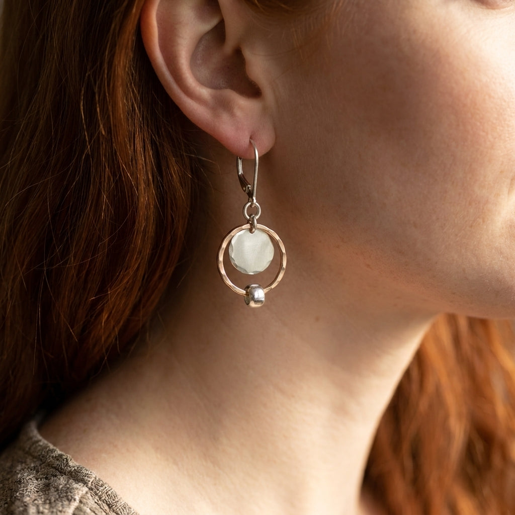 Mixed Metal Nested Circle Drop Earrings