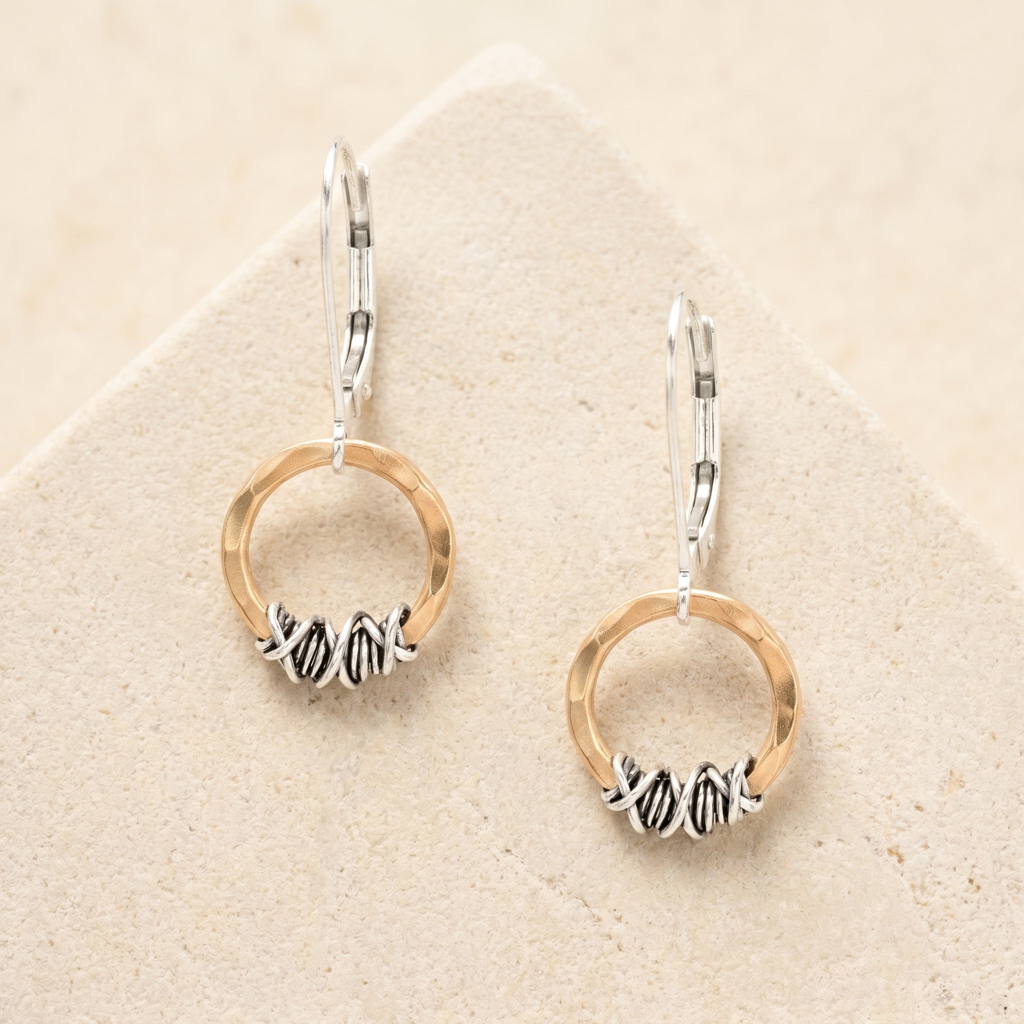 Sterling Wrapped Golden Link Earring