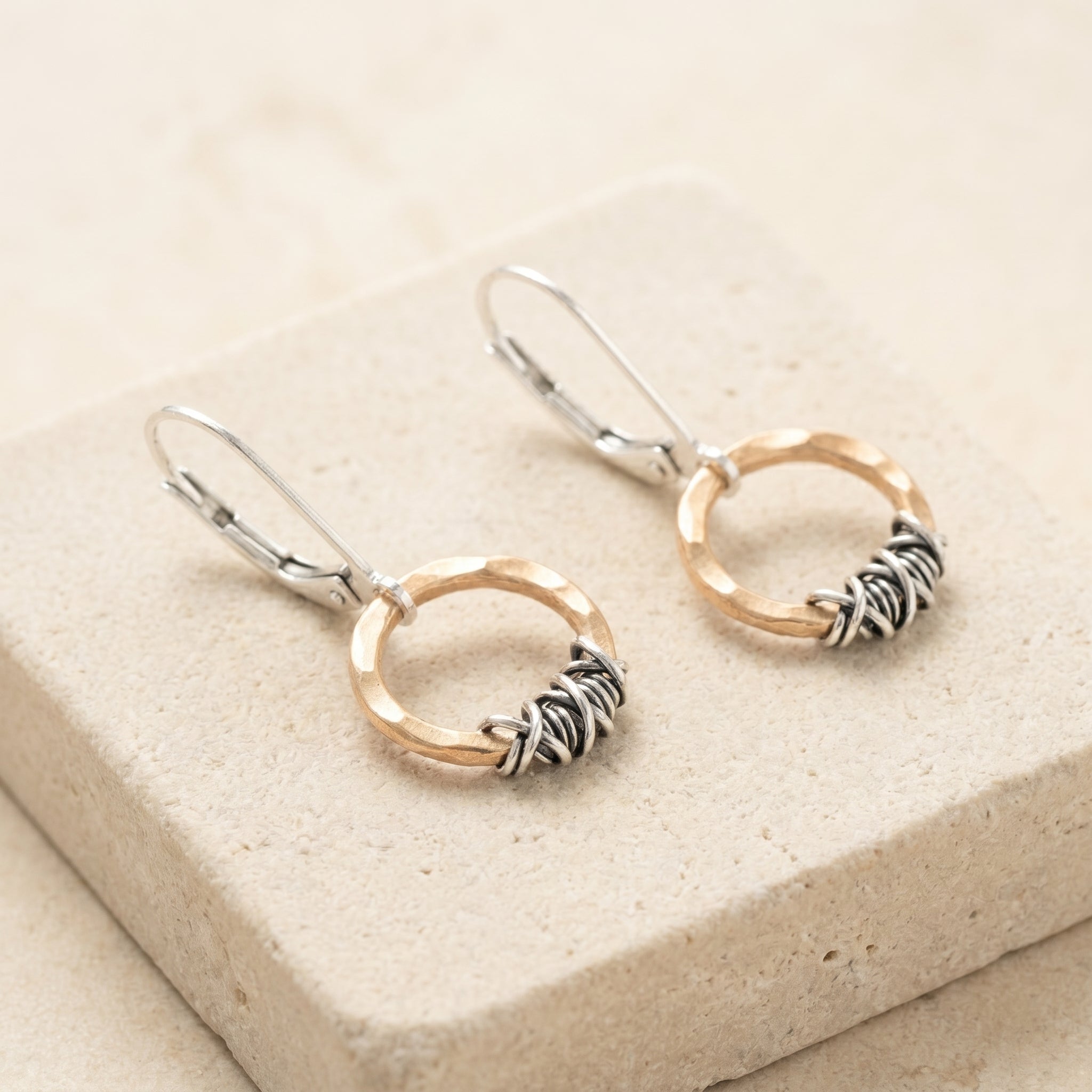 Sterling Wrapped Golden Link Earring