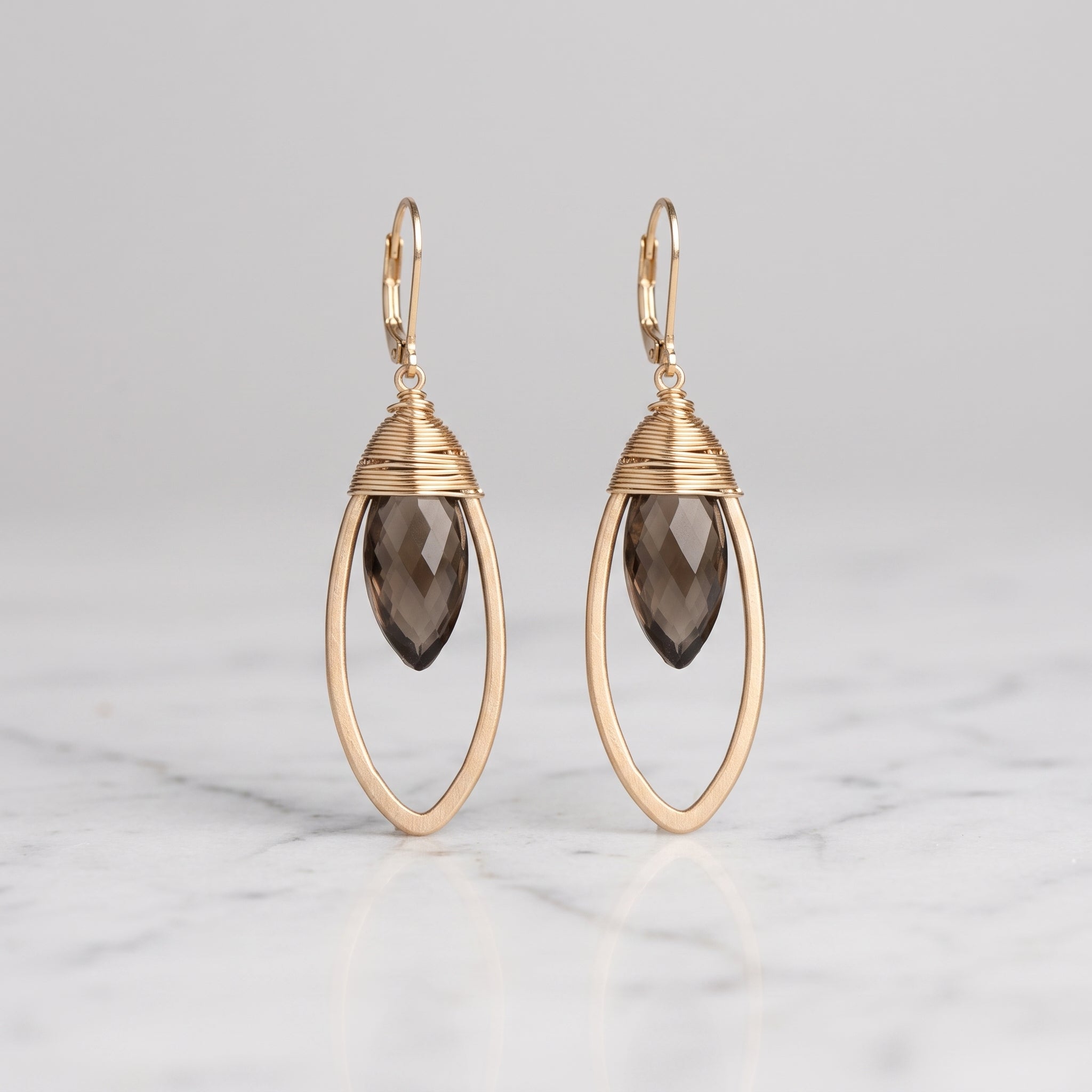 Smoky Quartz Marquise Drop Earrings