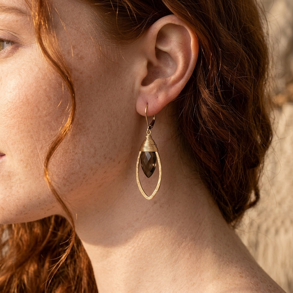 Smoky Quartz Marquise Drop Earrings