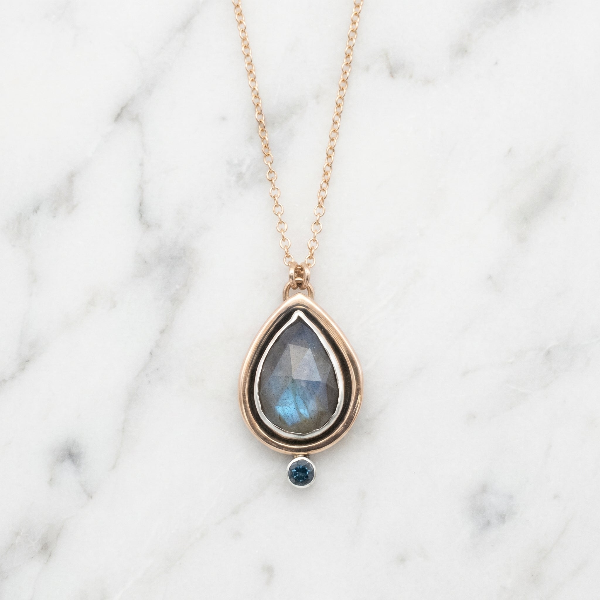 Labradorite Halo Topaz Pendant Necklace