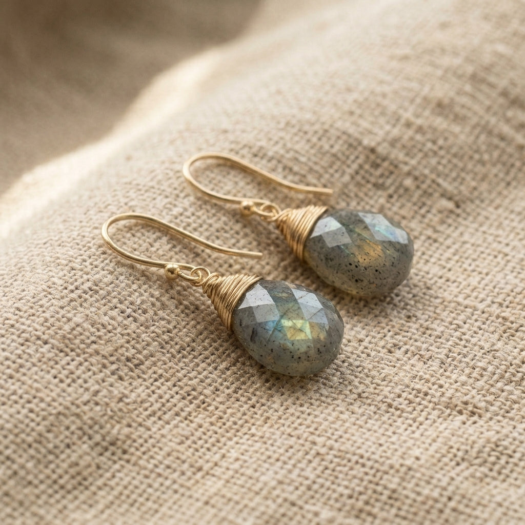 Wrapped Labradorite Earrings