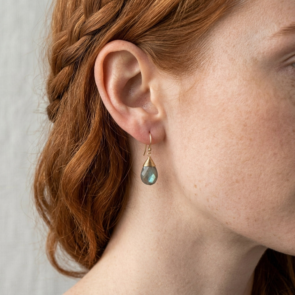 Wrapped Labradorite Earrings
