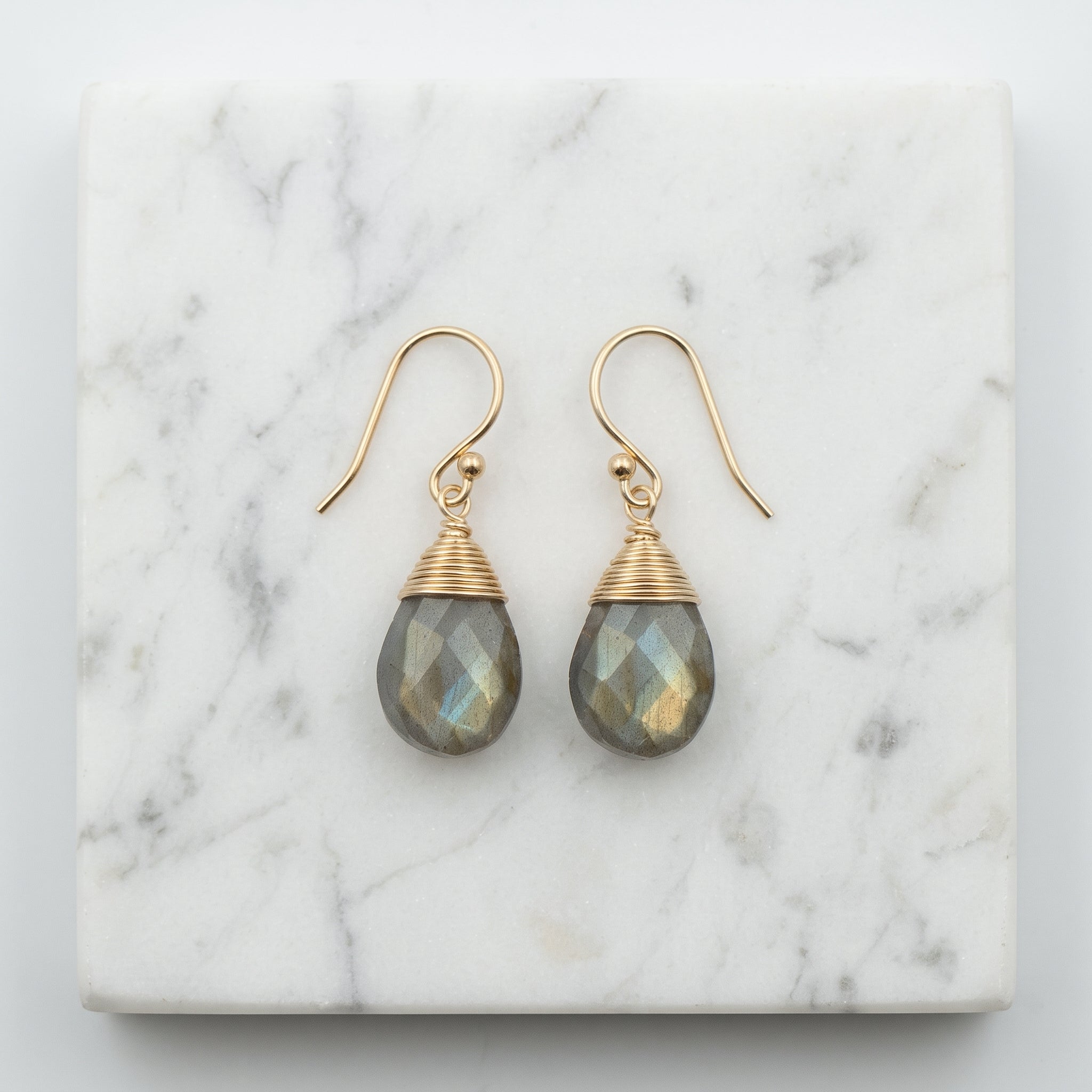 Wrapped Labradorite Earrings