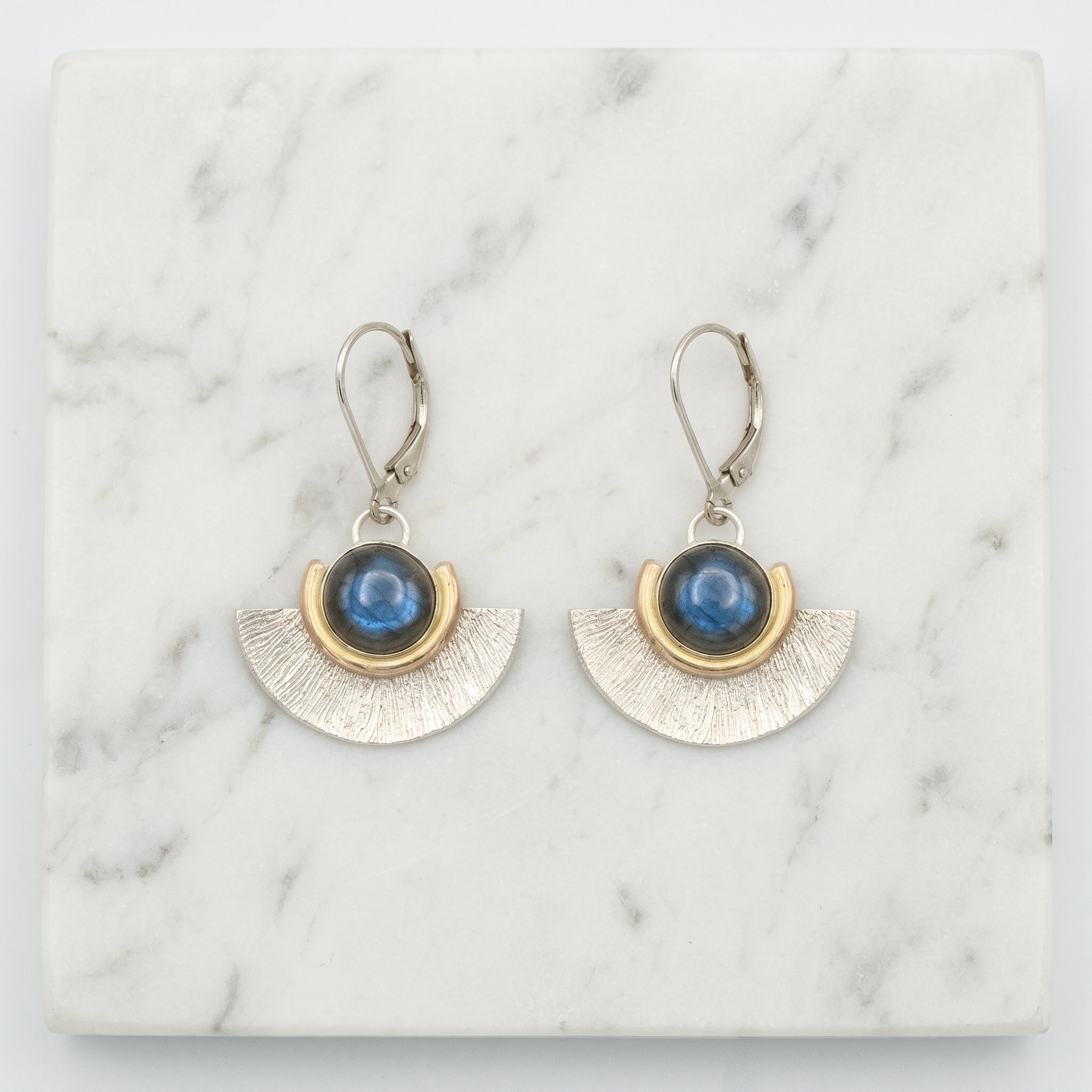 Sunburst Fan Labradorite Earrings