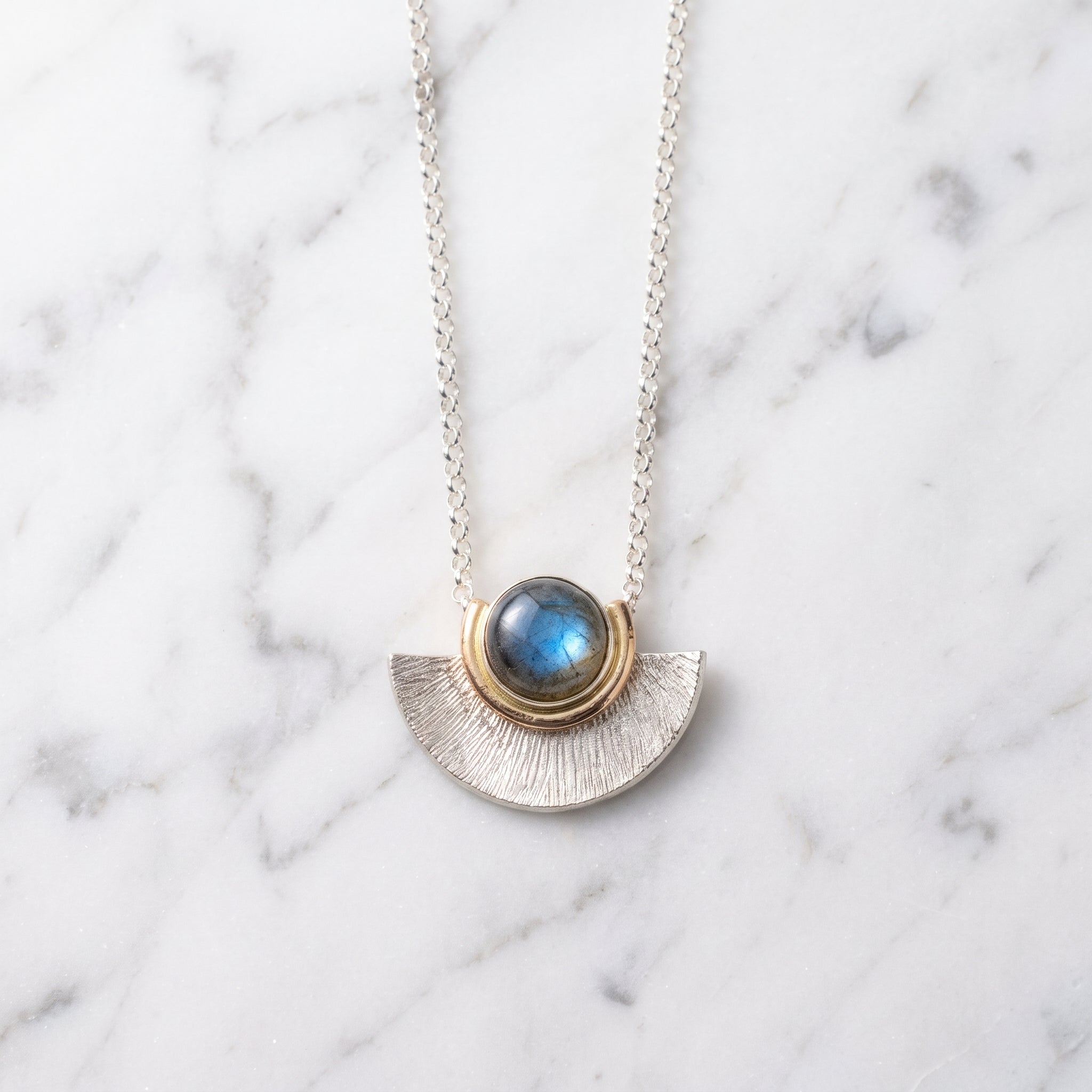 Sunburst Fan Labradorite Necklace