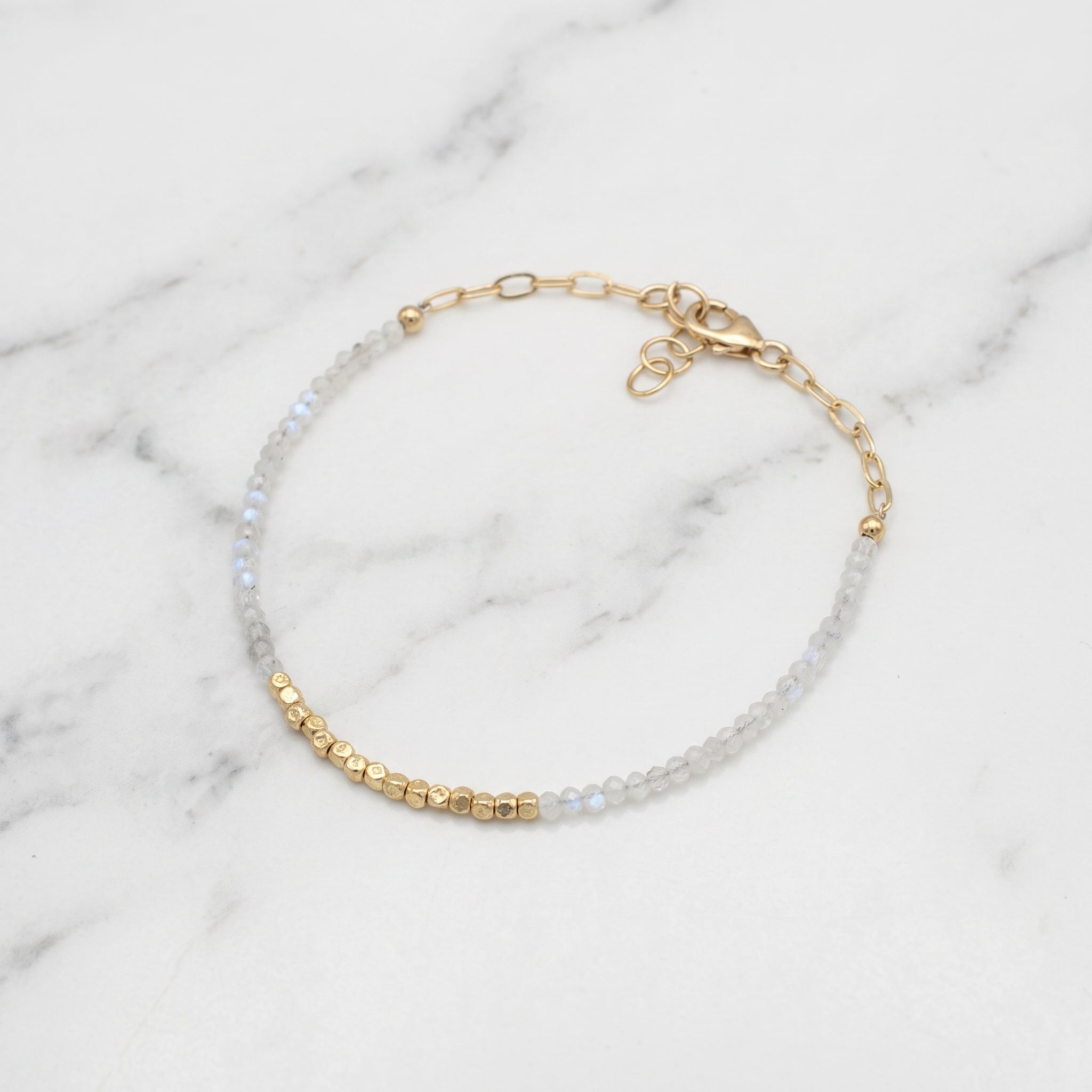 Moonstone Gold Nugget Bracelet