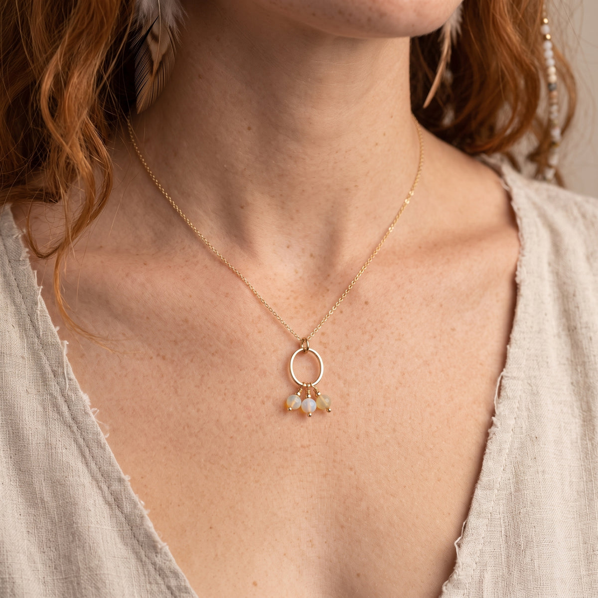 Ethiopian Opal Cluster Drop Necklace