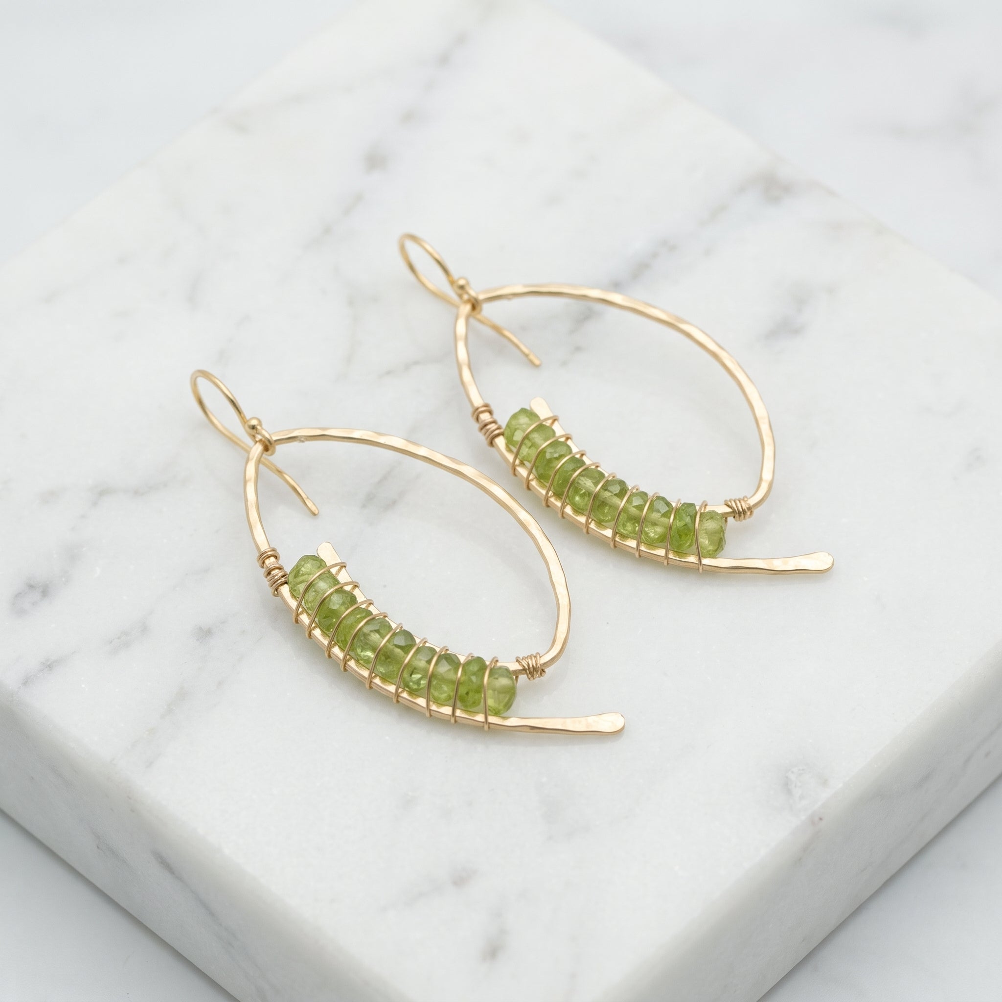 Peridot Wrapped Marquise Earrings