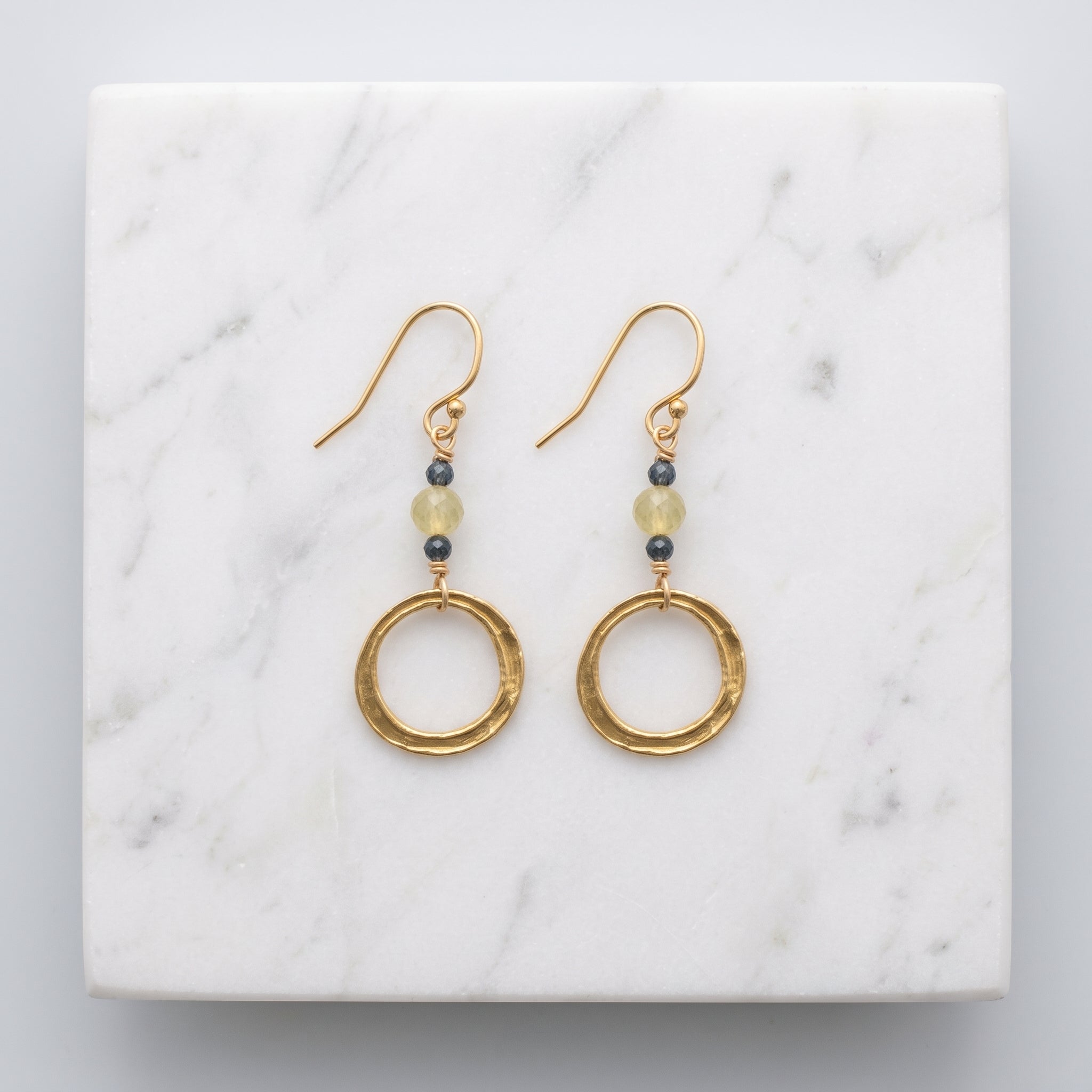 Pyrite Opal Circle Drop Earrings