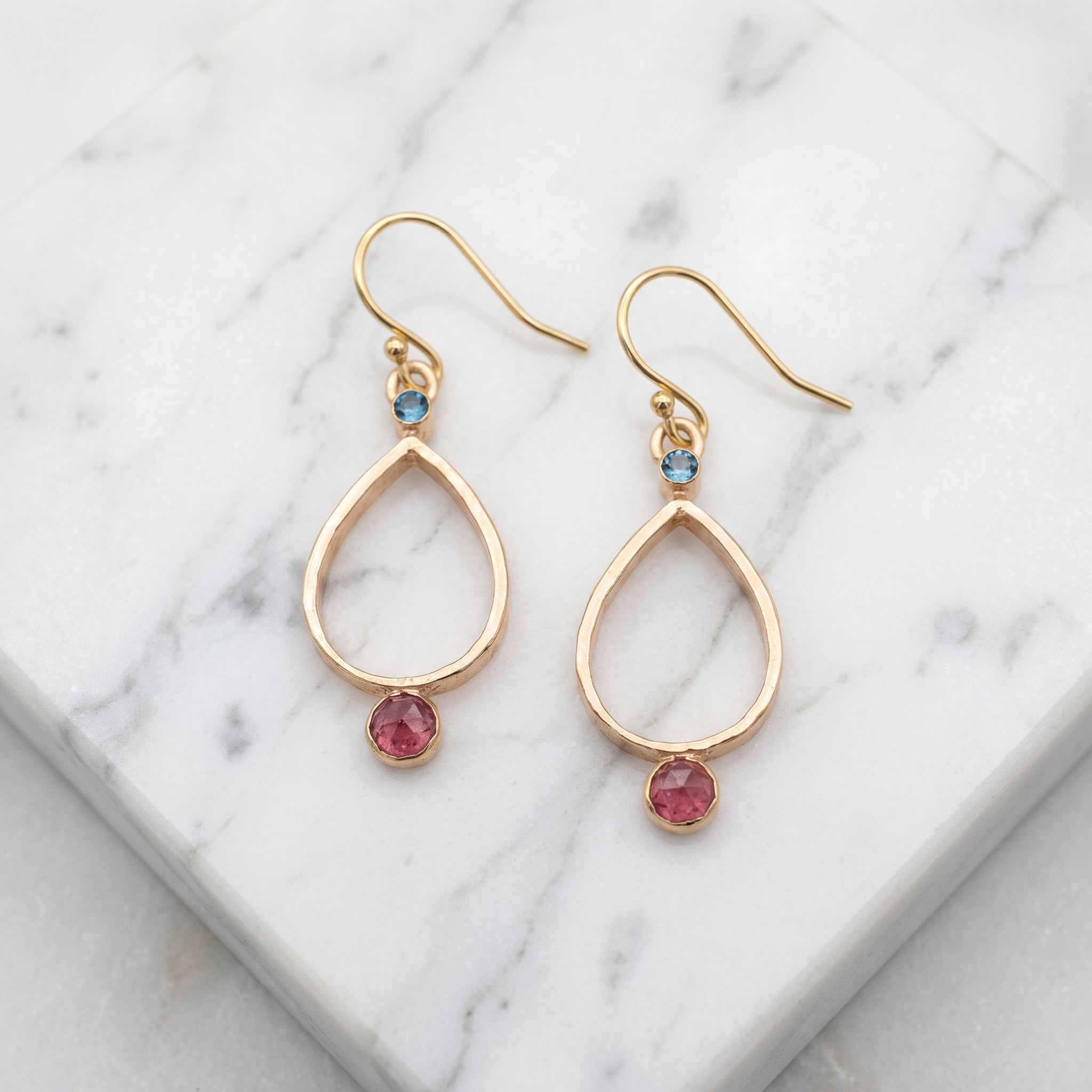 Open Teardrop Tourmaline Topaz Earrings