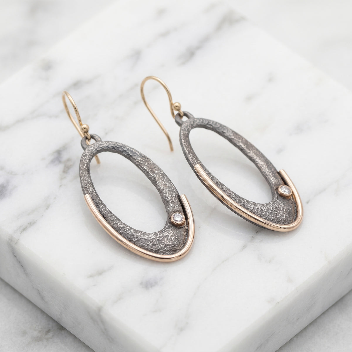 Gilded Arc Oval Earrings