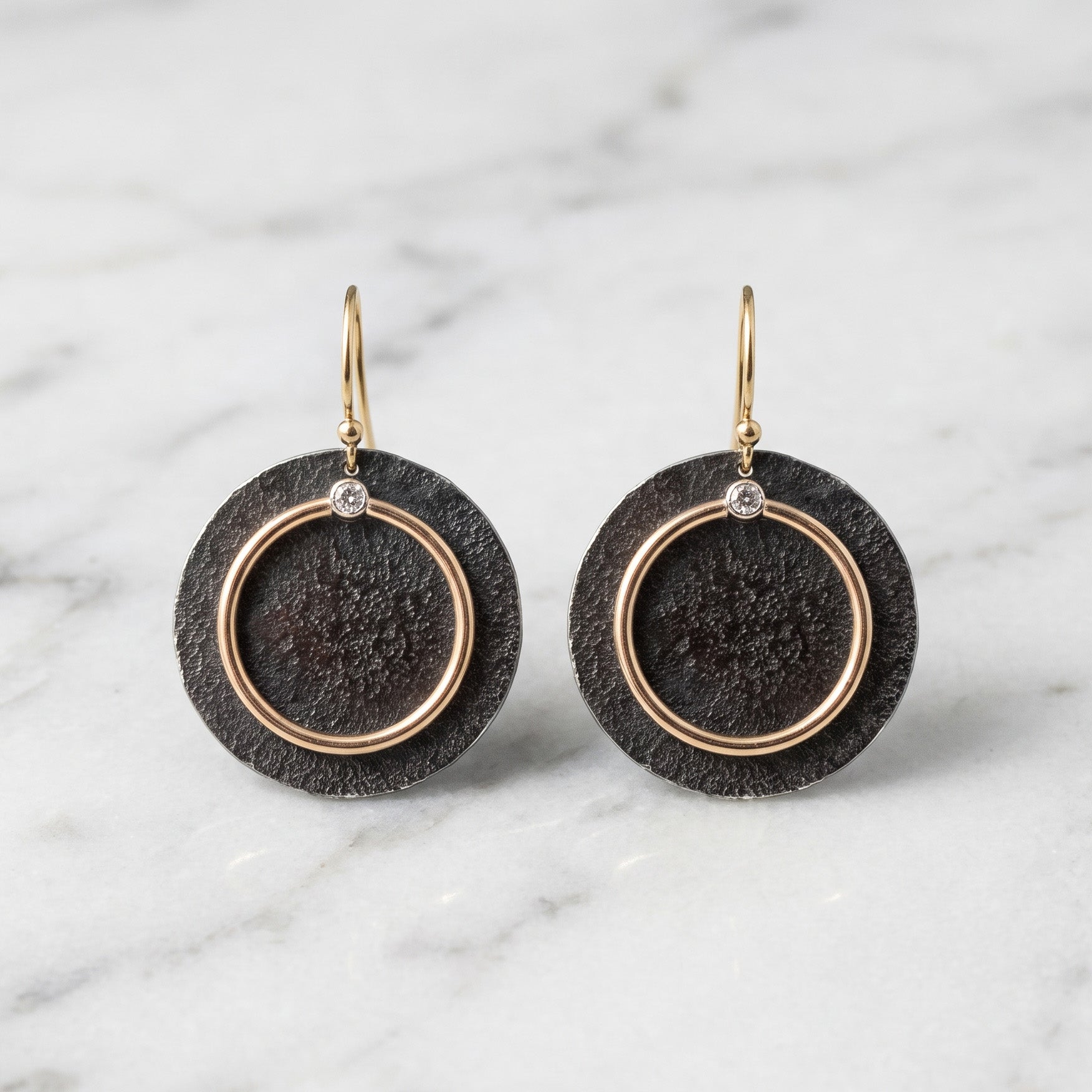Ringed Disc Drop Earrings
