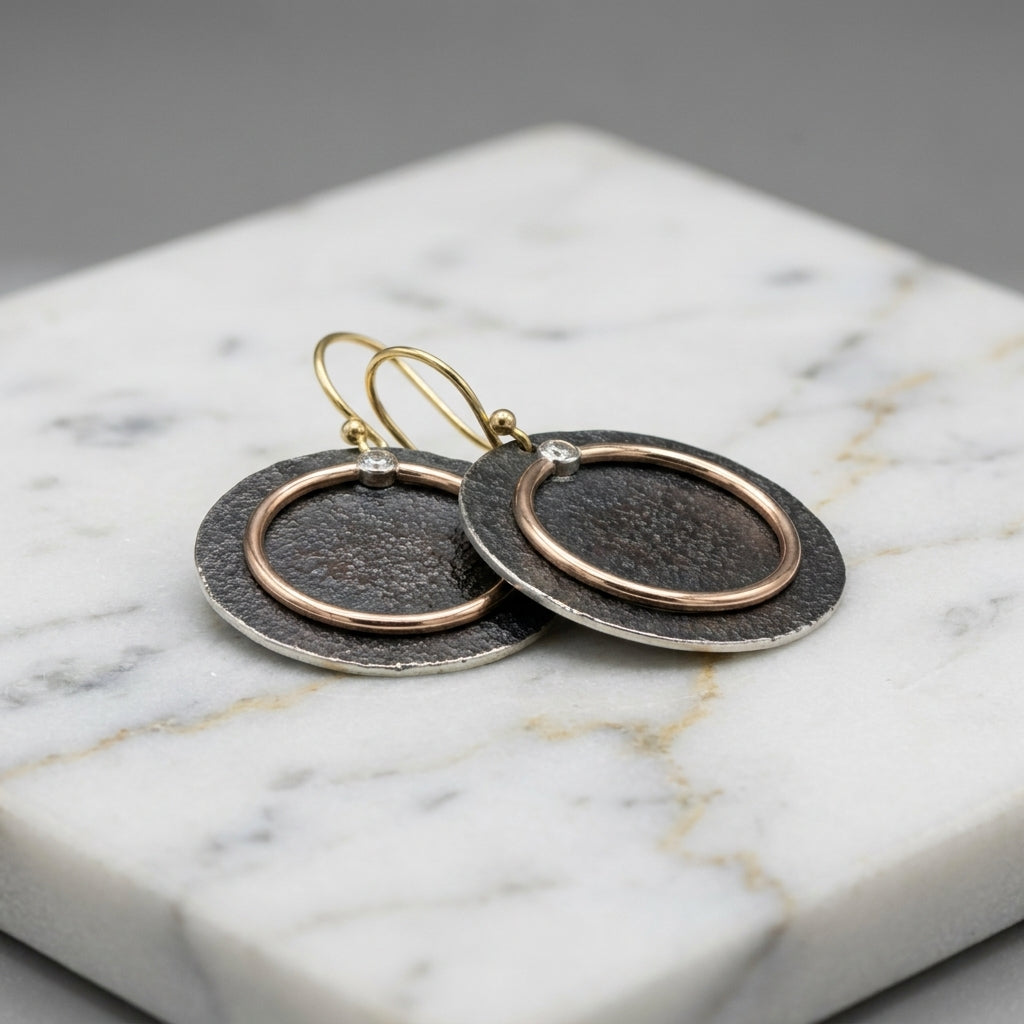 Ringed Disc Drop Earrings