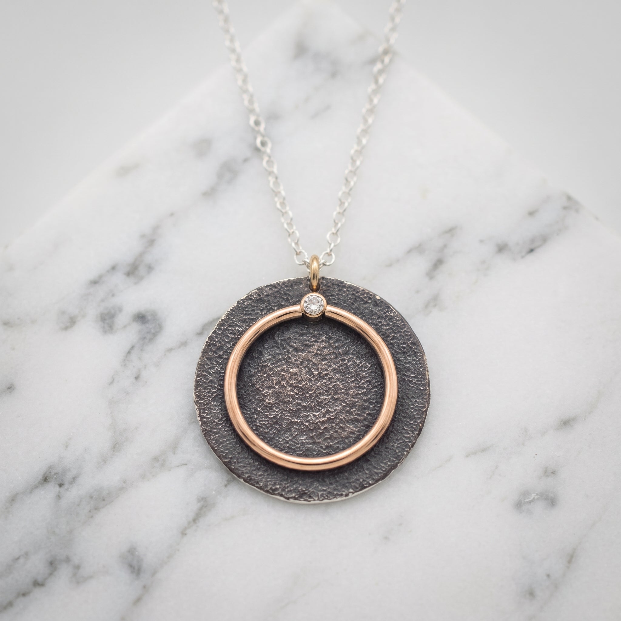 Ringed Disc Pendant Necklace