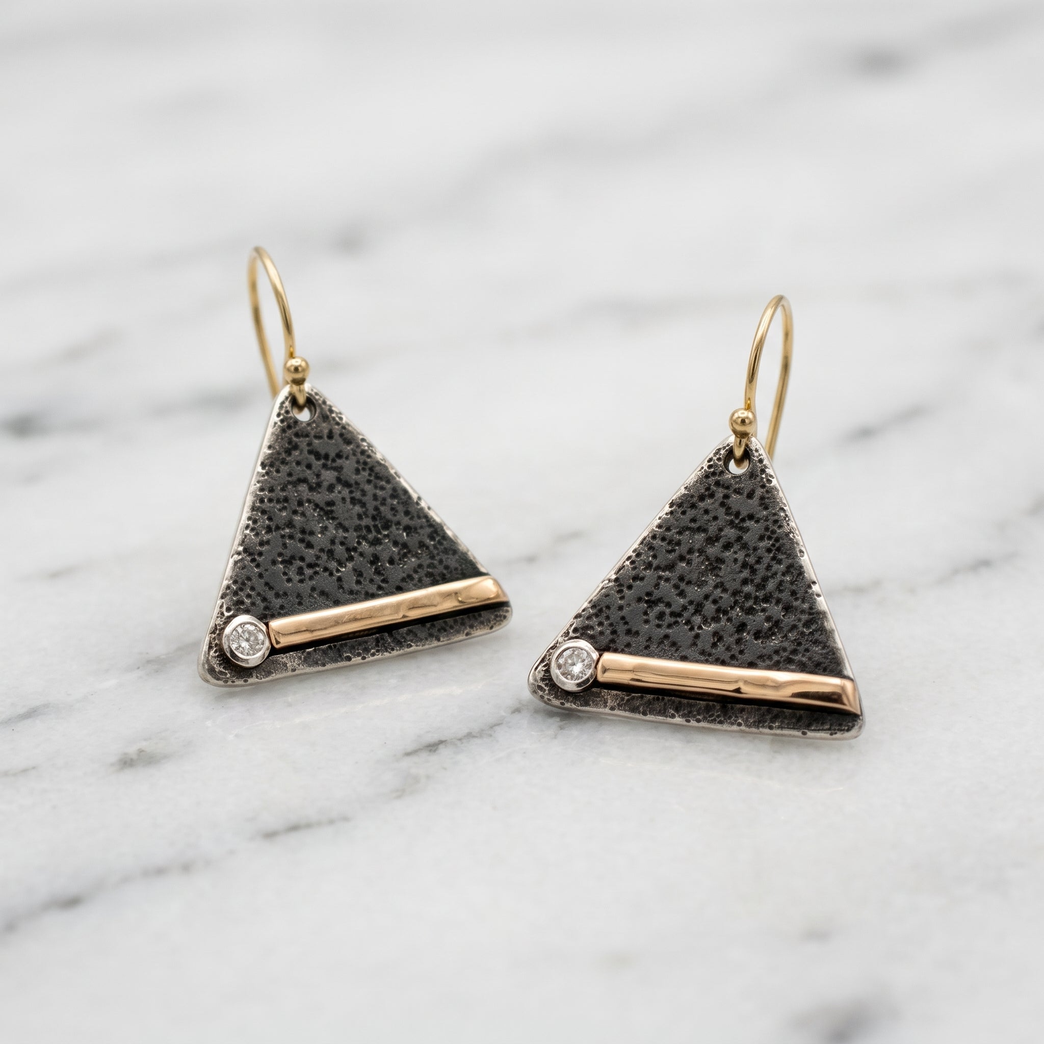 Gilded Edge Triangle Earrings