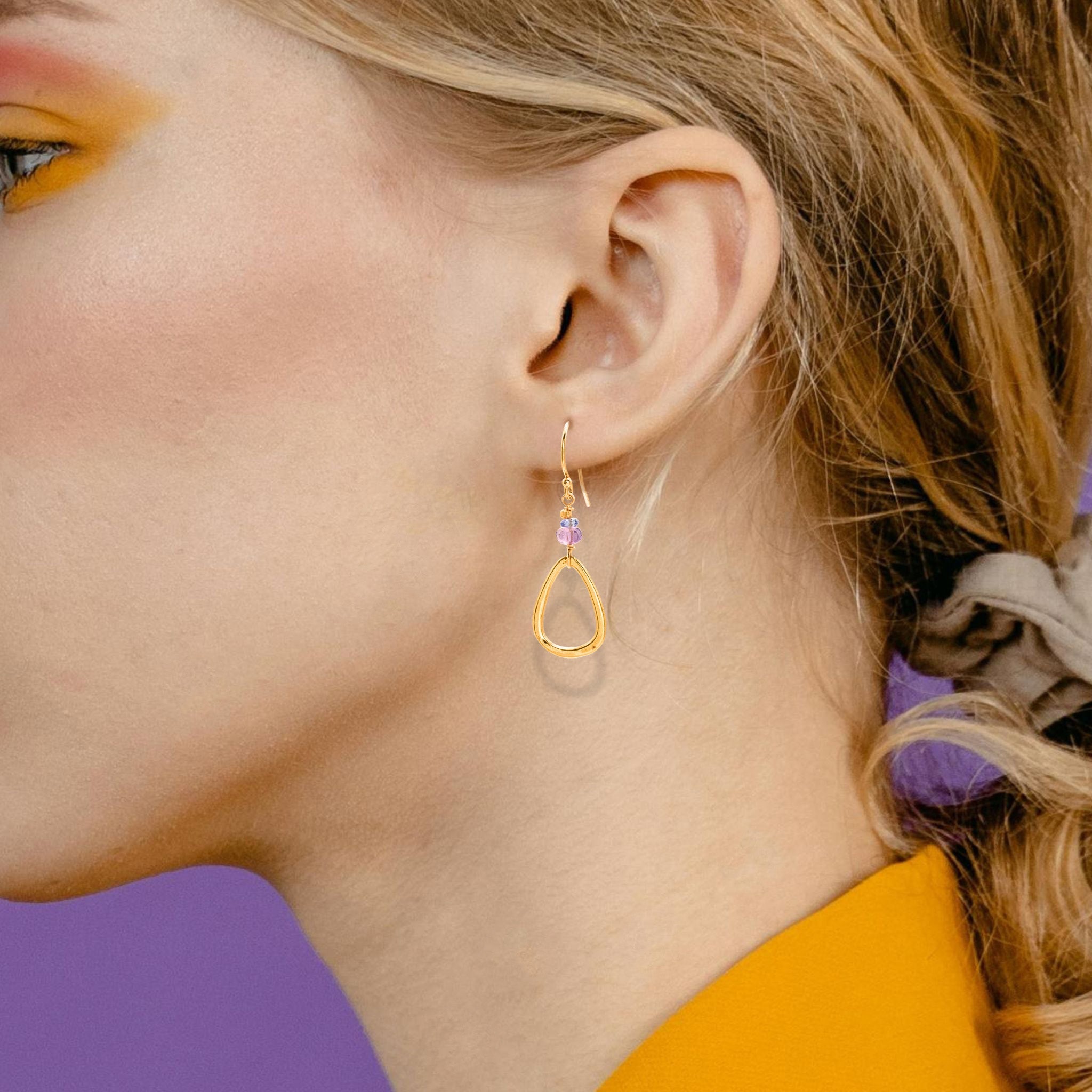 Amethyst Tanzanite Teardrop Earrings - Earrings