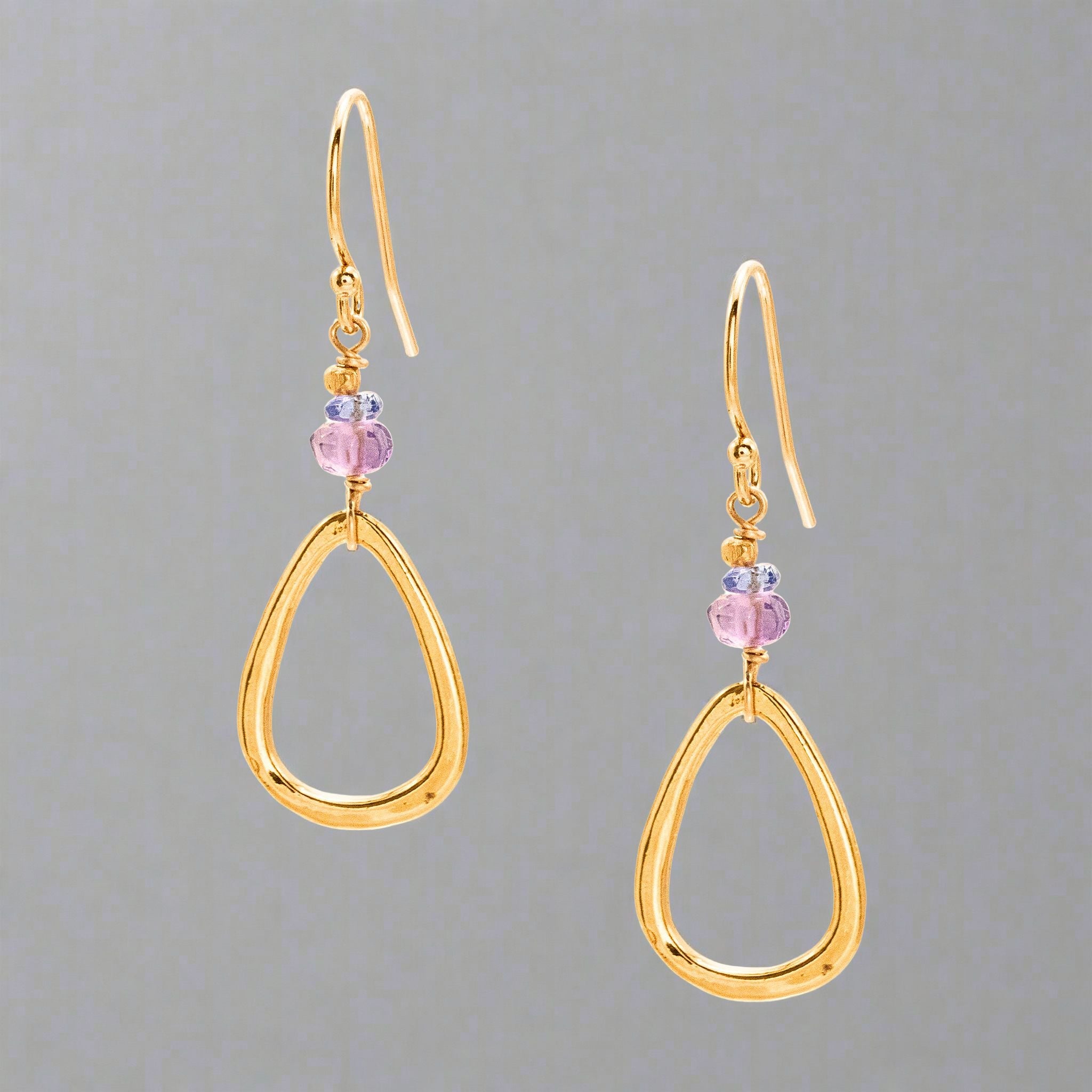Amethyst Tanzanite Teardrop Earrings - Earrings