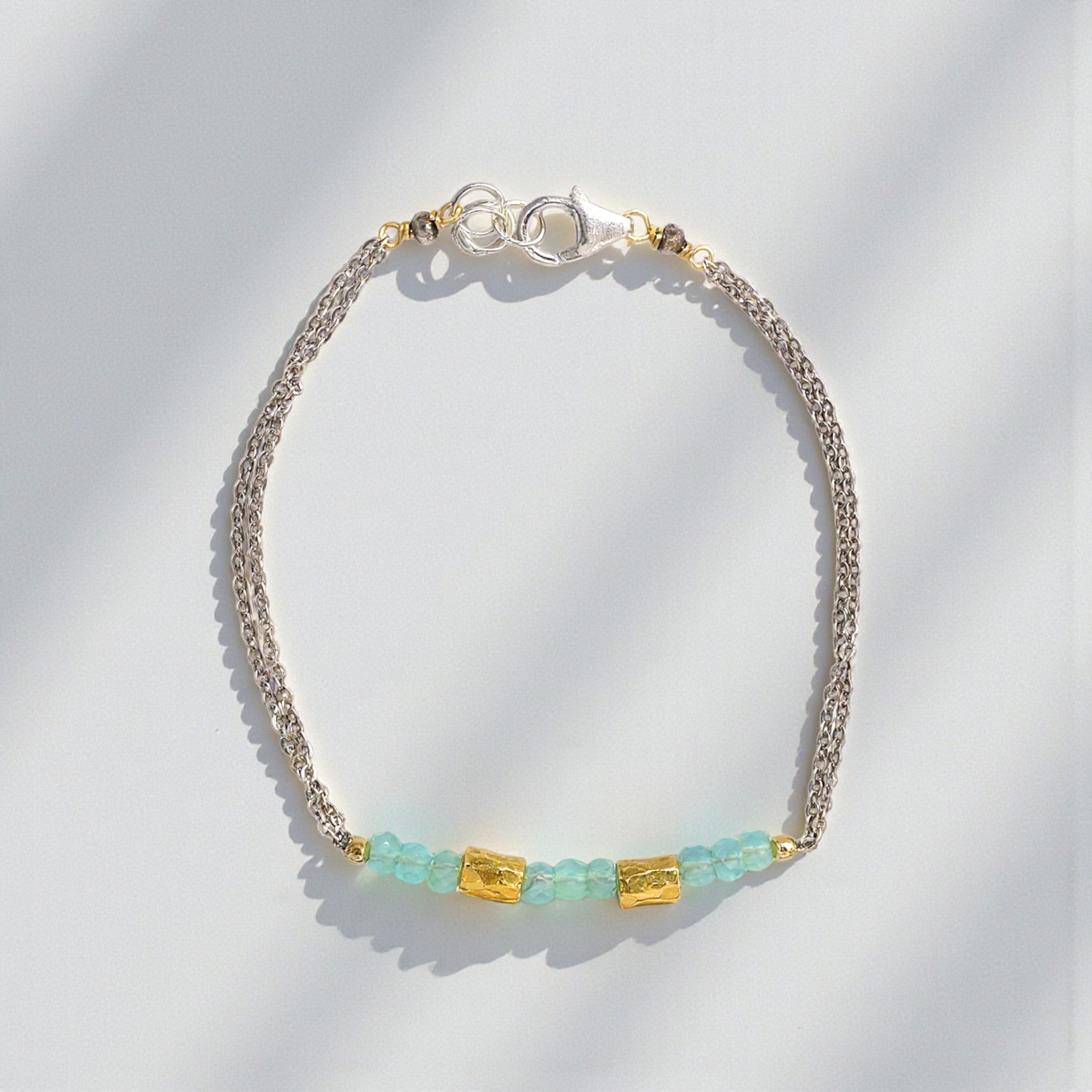 Simple Aqua Chalcedony Bracelet