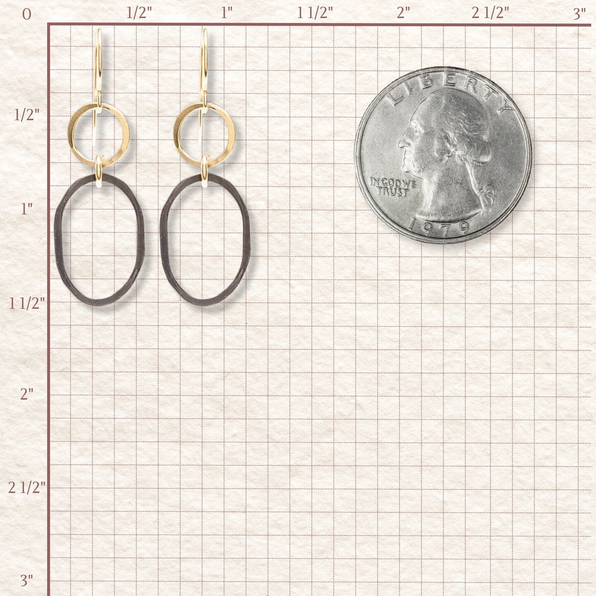 Black + Gold Oval Earring - Earrings