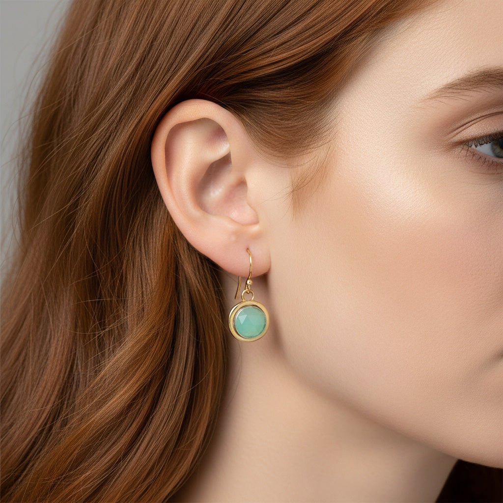 Chalcedony Rose Cut Drop Earrings - Earrings