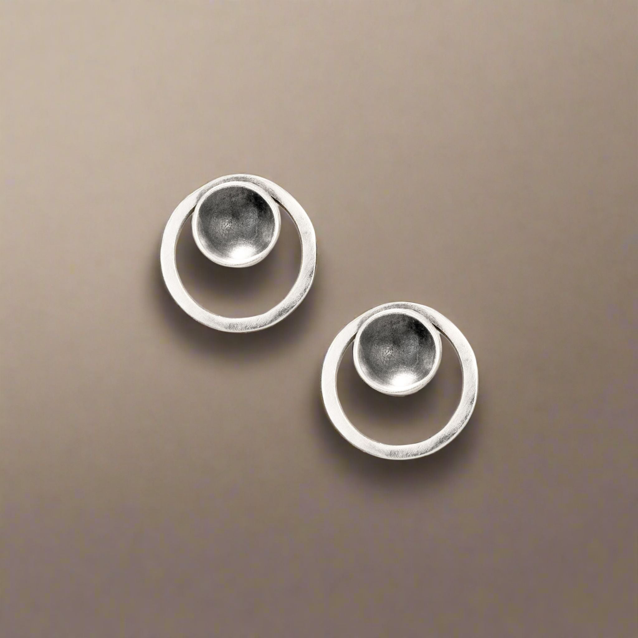 Concave Cup Circle Earrings - Earrings