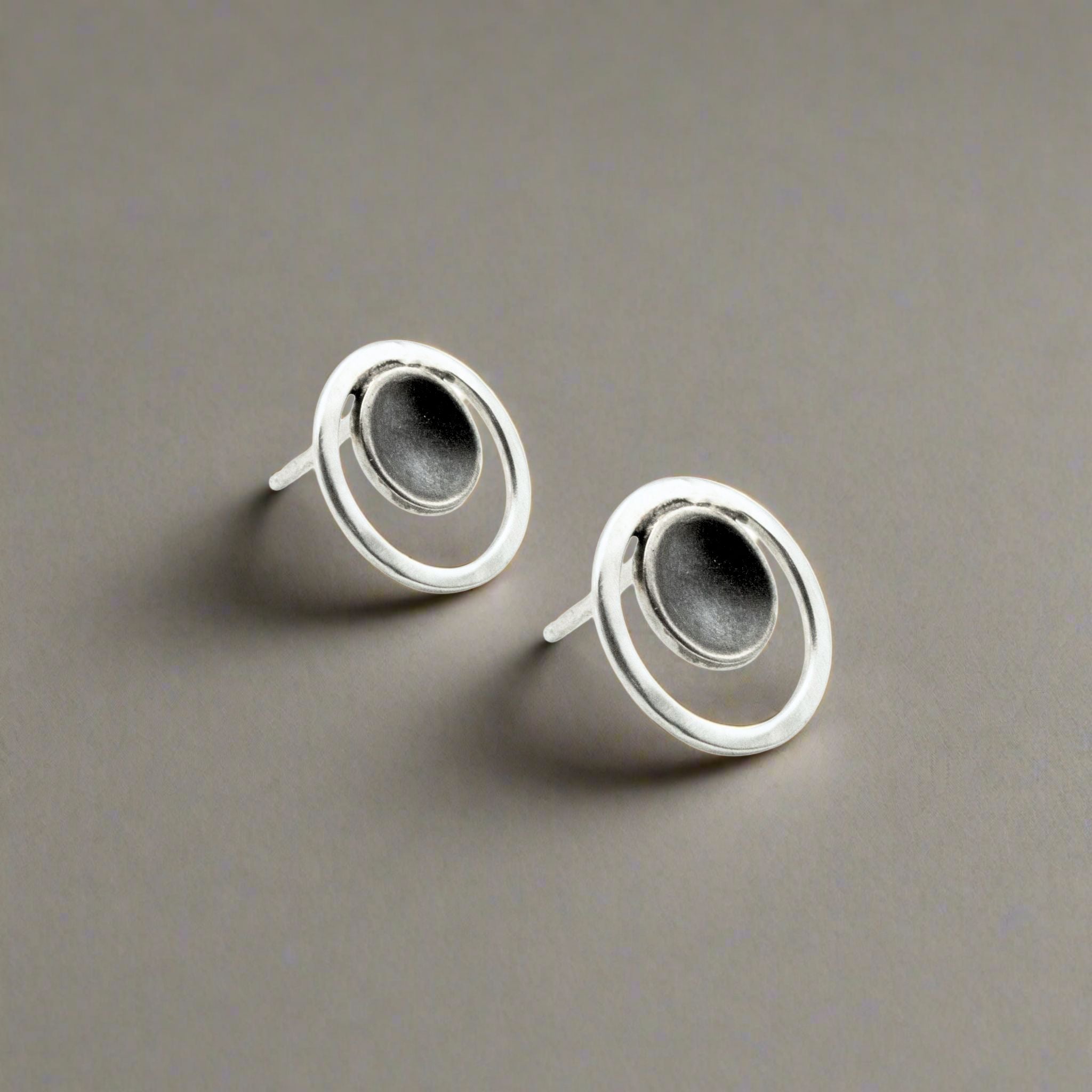 Concave Cup Circle Earrings - Earrings