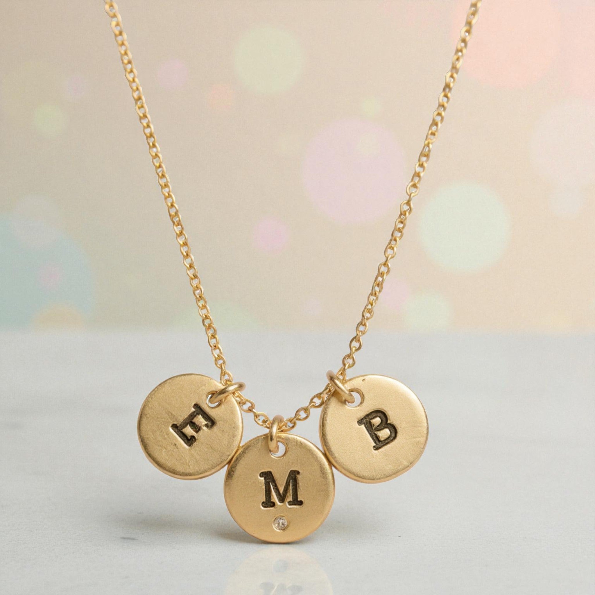 Custom Initials Diamond Necklace - Necklaces
