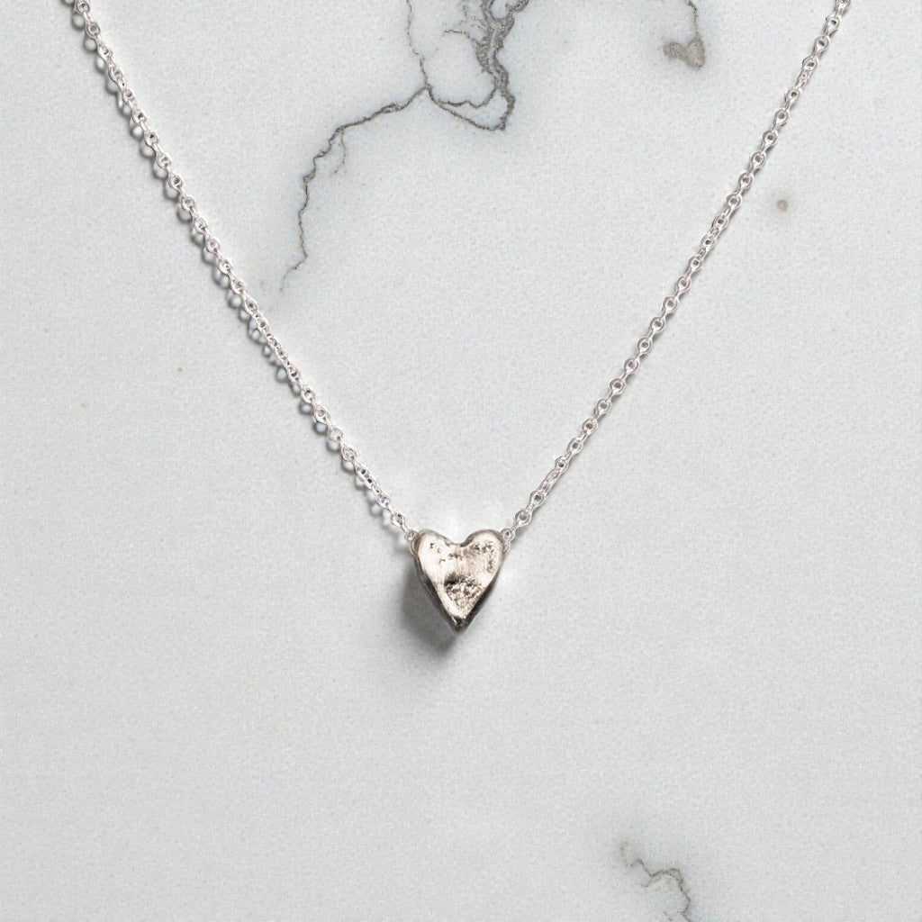Dainty Silver Heart Necklace - Necklaces