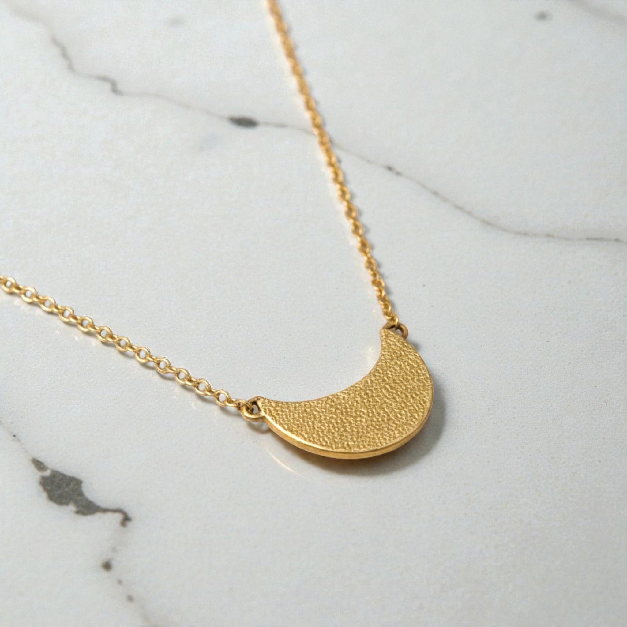 Dappled Crescent Moon Necklace - Necklaces