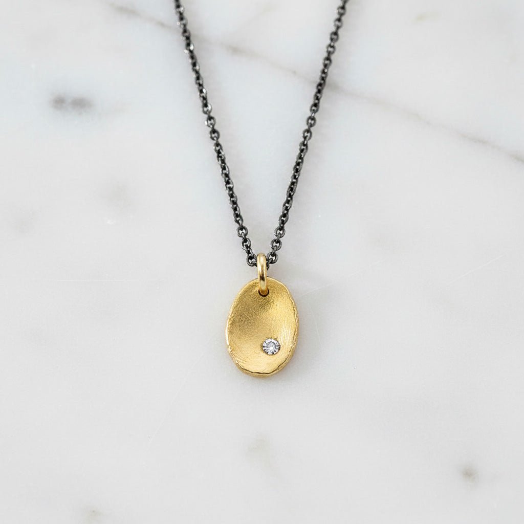 Diamond Gold Tab Necklace - Necklaces