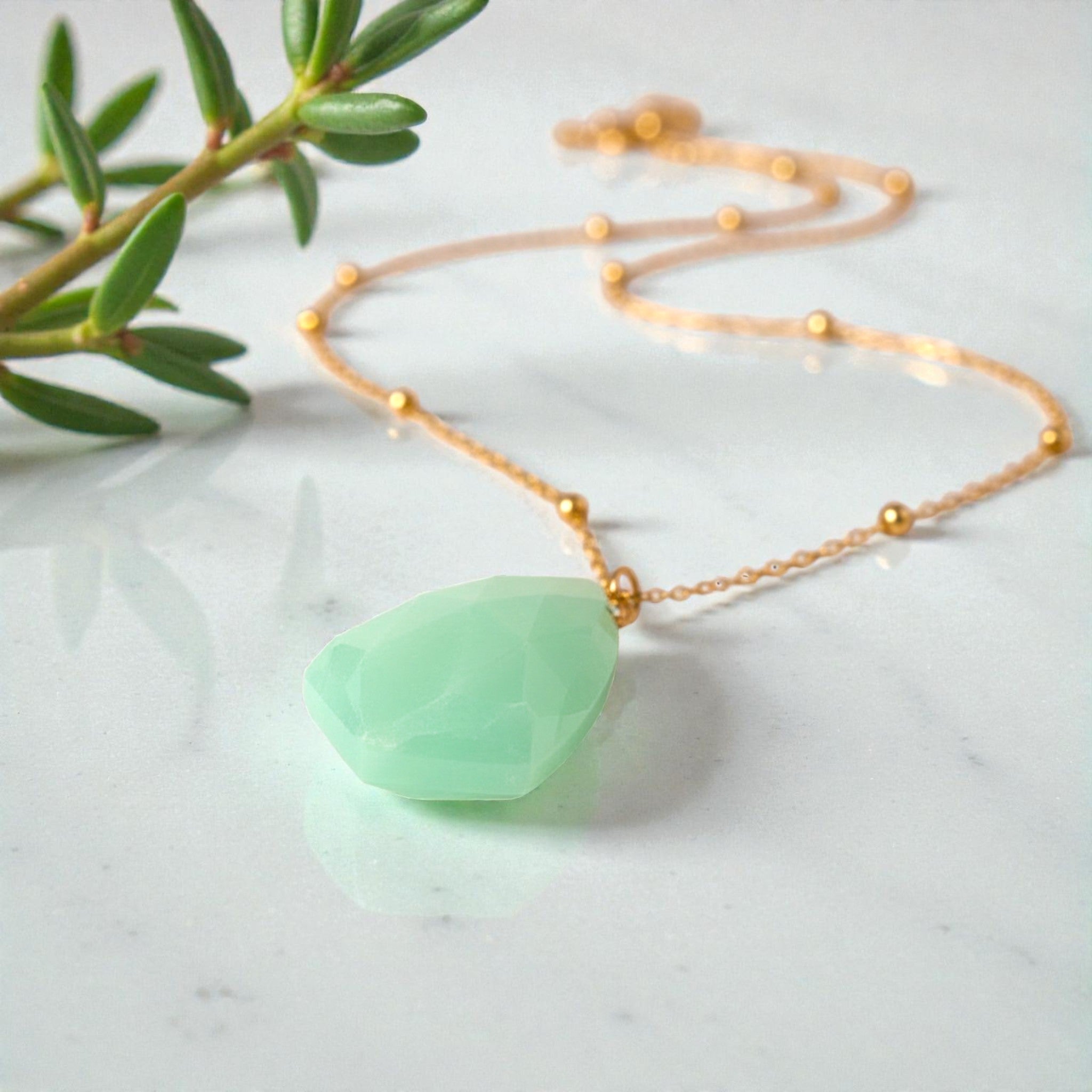 Faceted Chalcedony Arrowpoint Pendant - Necklaces