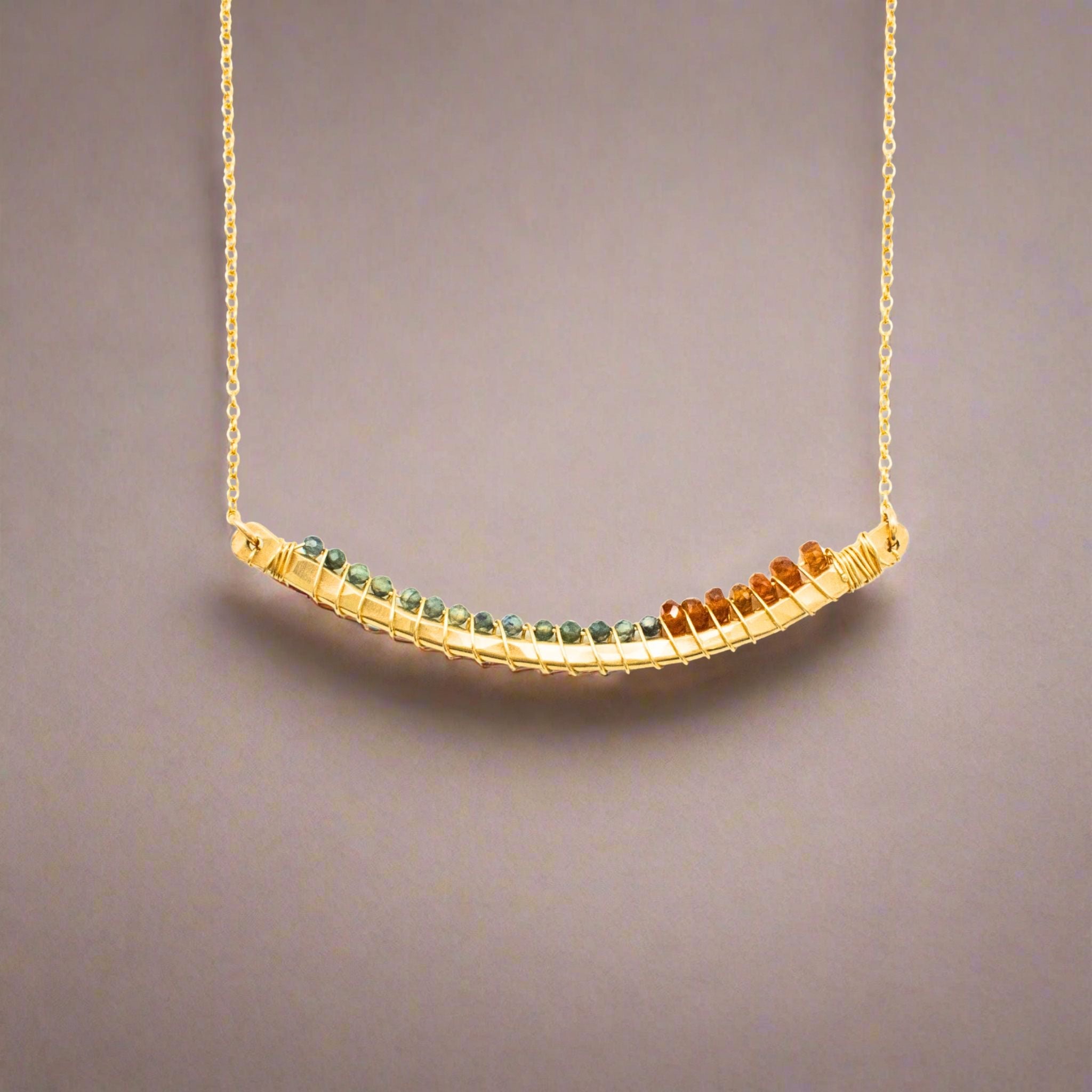 Gemstone Arc Necklace - Necklaces