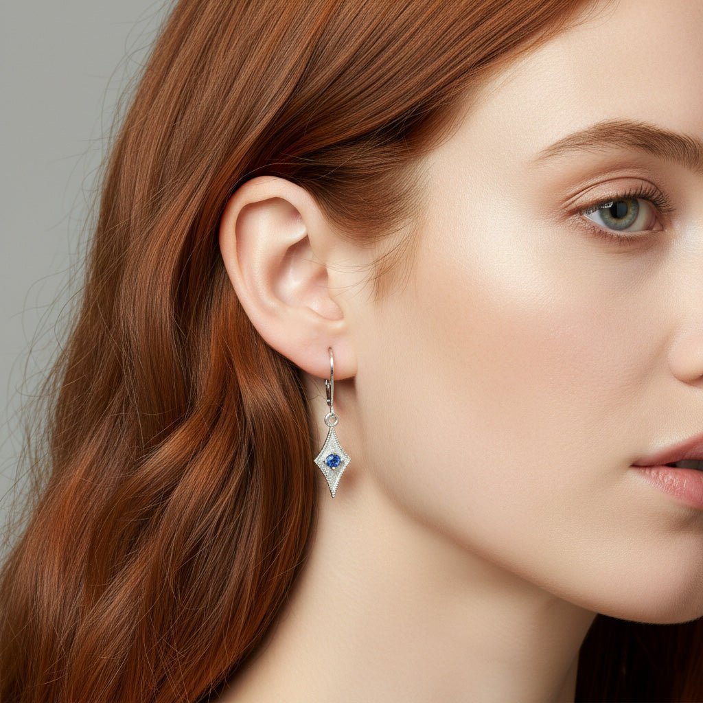 Geometric Tanzanite Earrings - Earrings