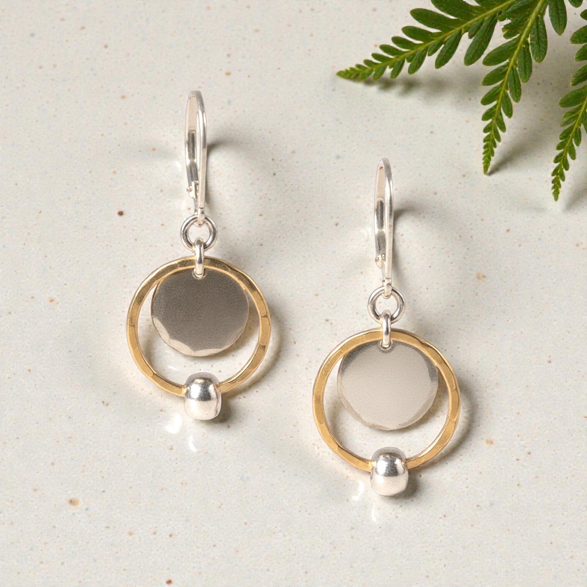 Mixed Metal Nested Circle Drop Earrings