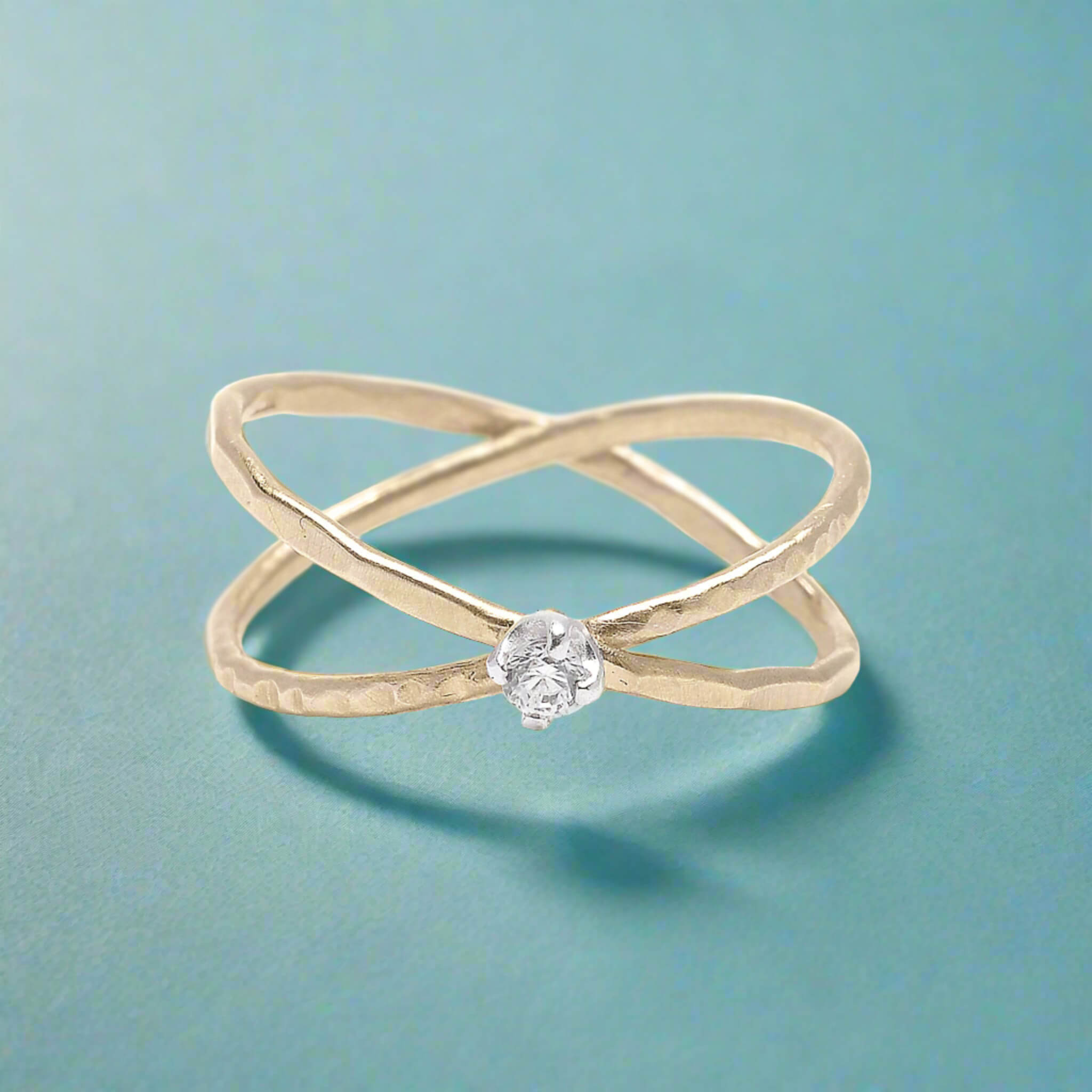 Gilded Sparkle Crisscross Ring - Rings