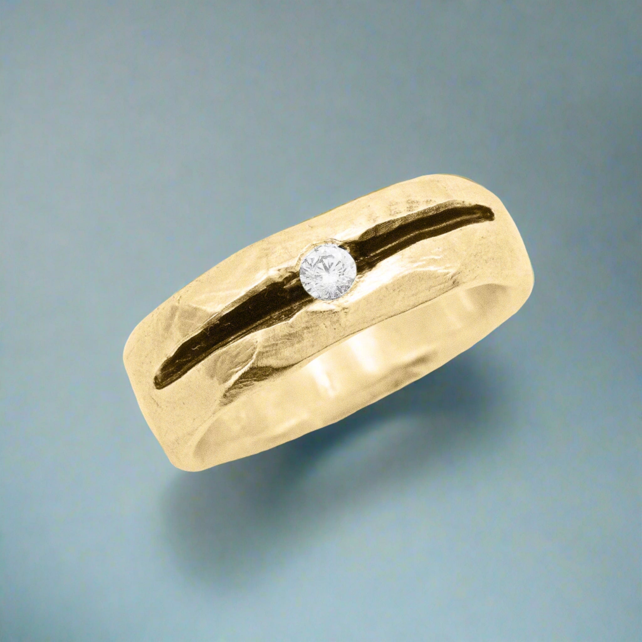 Gold Diamond Ridge Ring - Rings