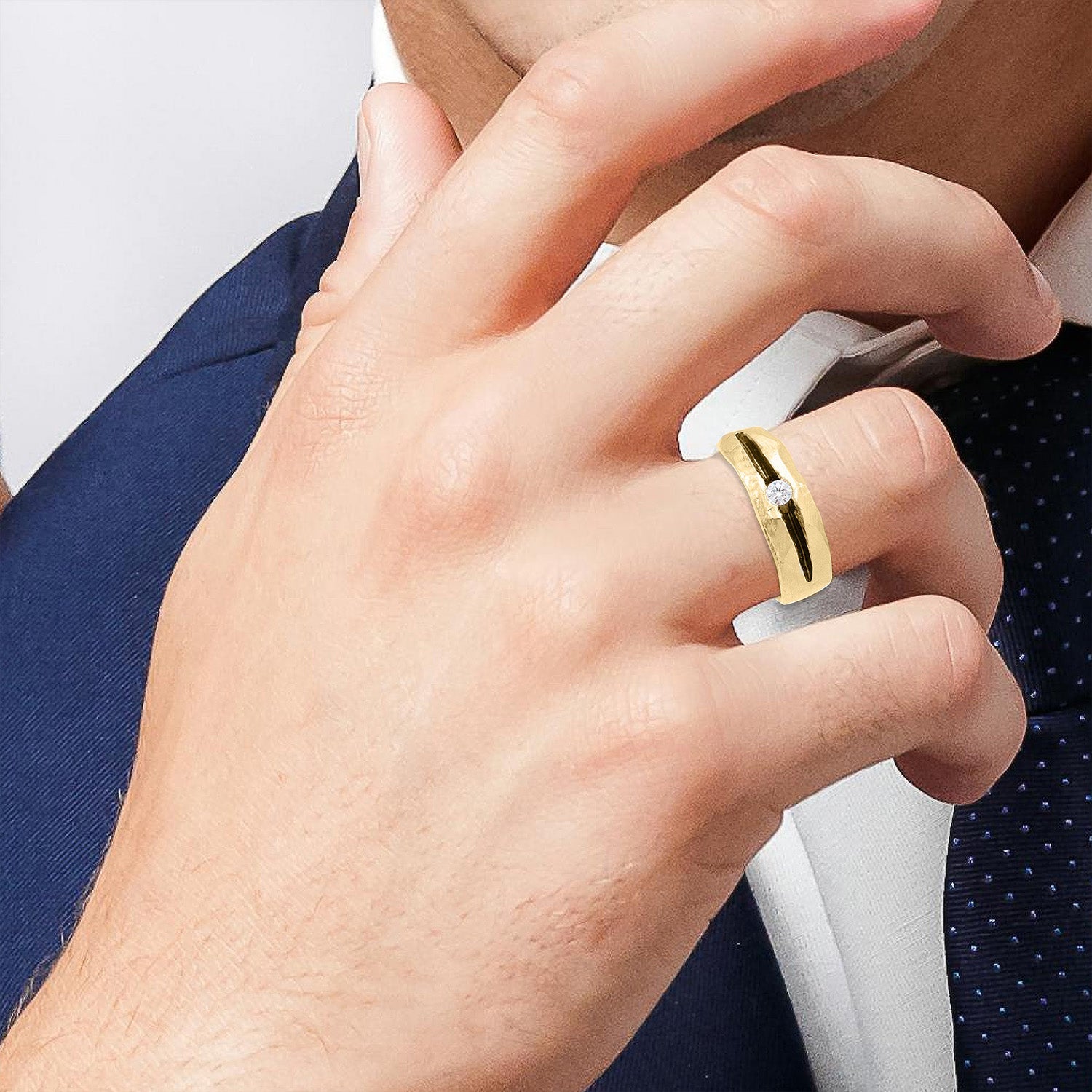 Gold Diamond Ridge Ring - Rings