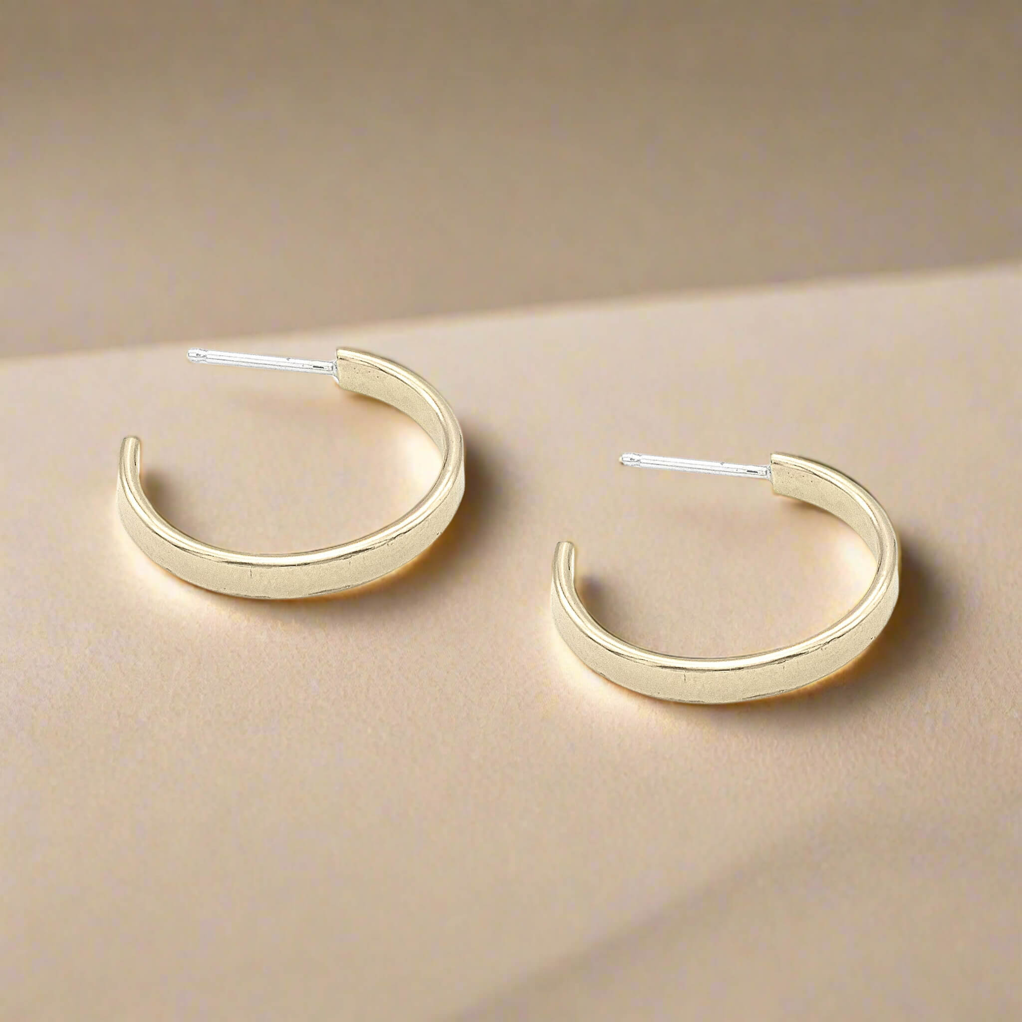 Gold Hoop Post Earring - Earrings