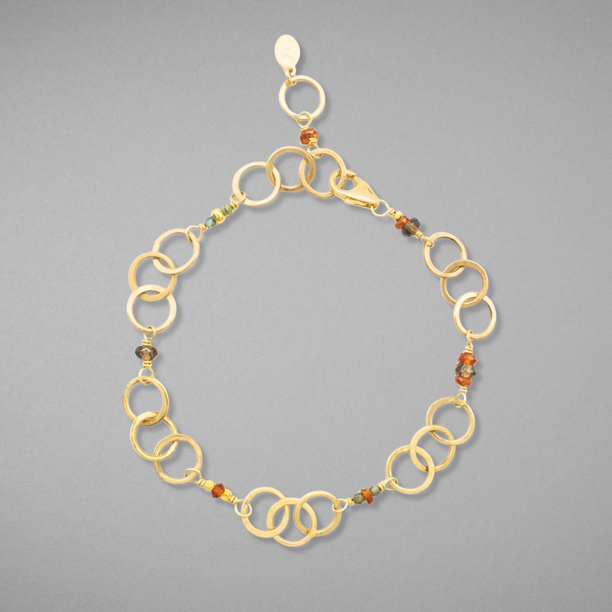 Golden Gemstone Link Bracelet - Bracelets