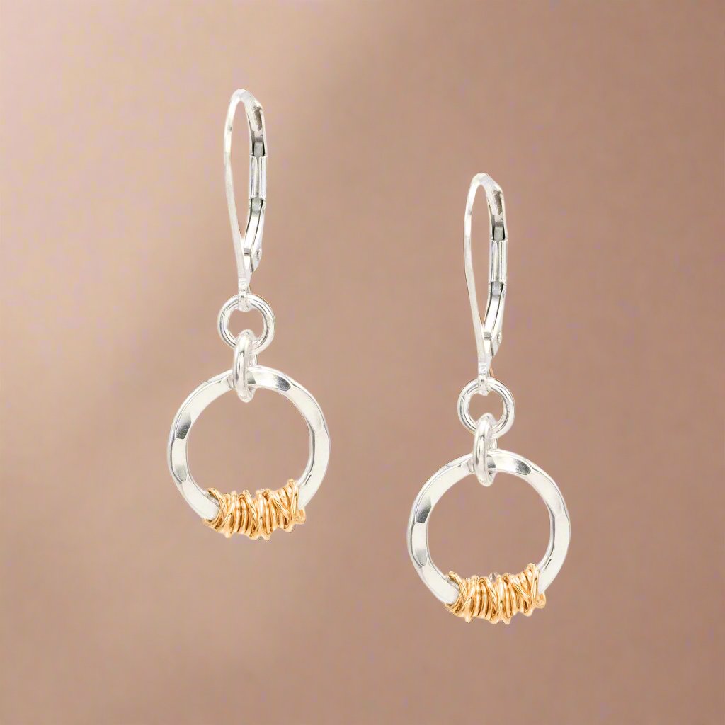 Golden Halo Hammered Sterling Earrings - Earrings