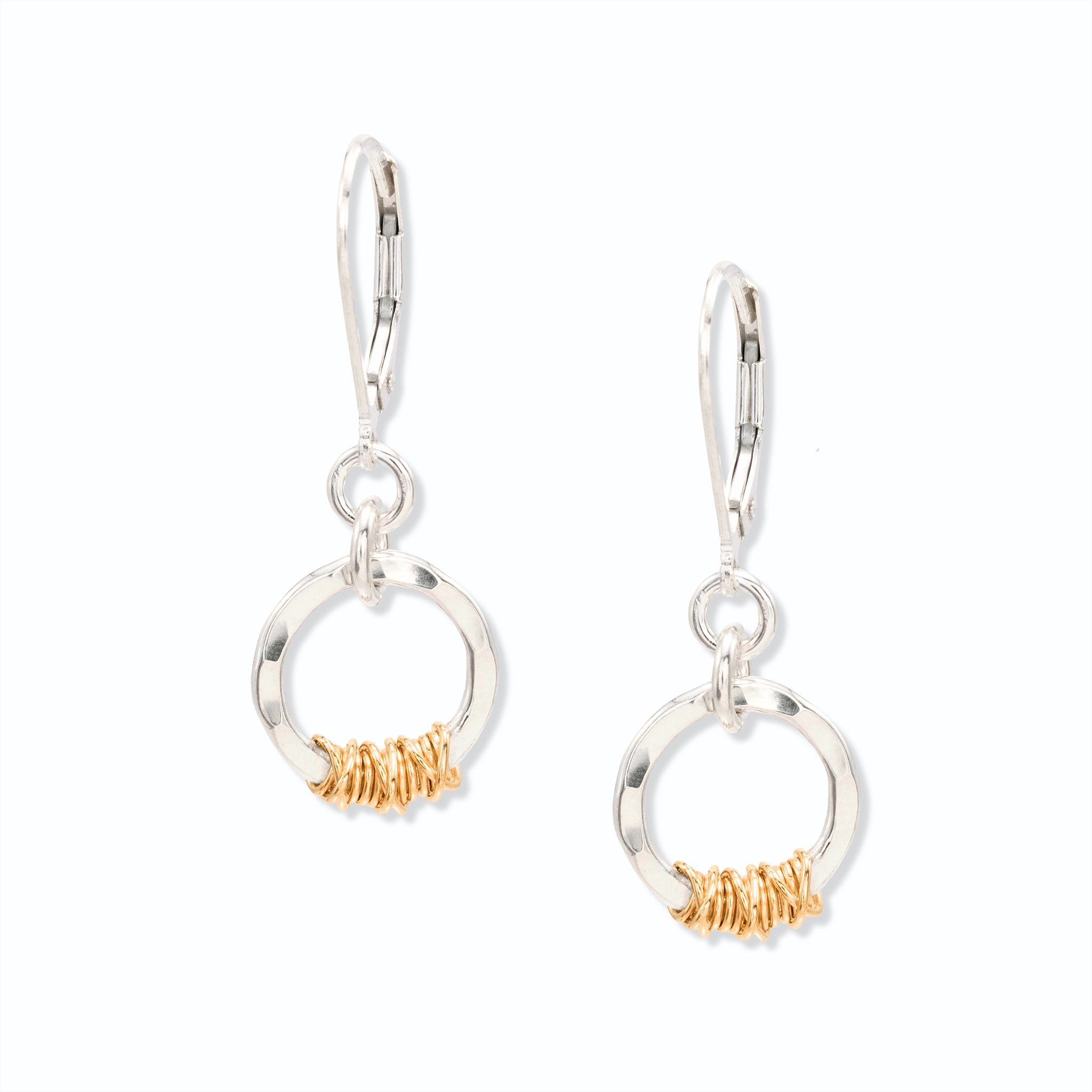 Golden Halo Hammered Sterling Earrings - Earrings
