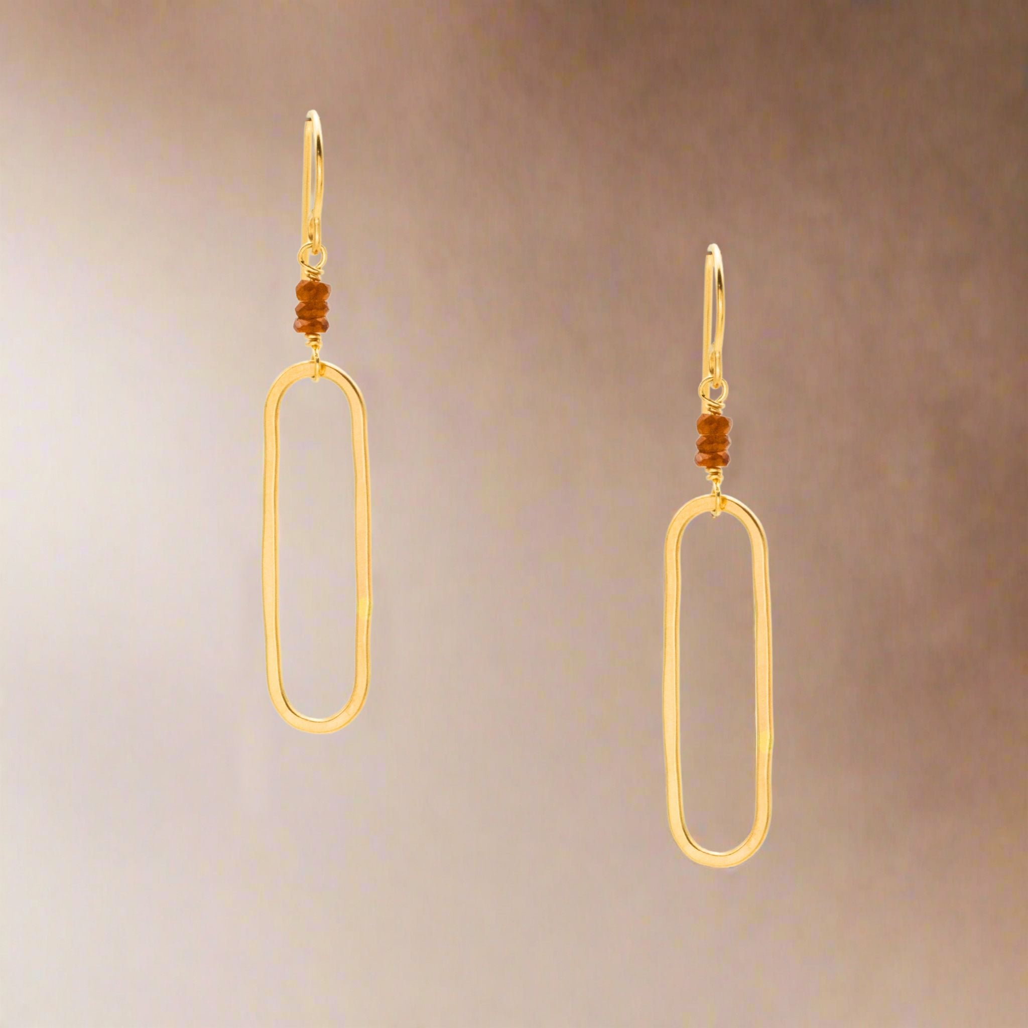 Golden Link Hessonite Earrings - Earrings