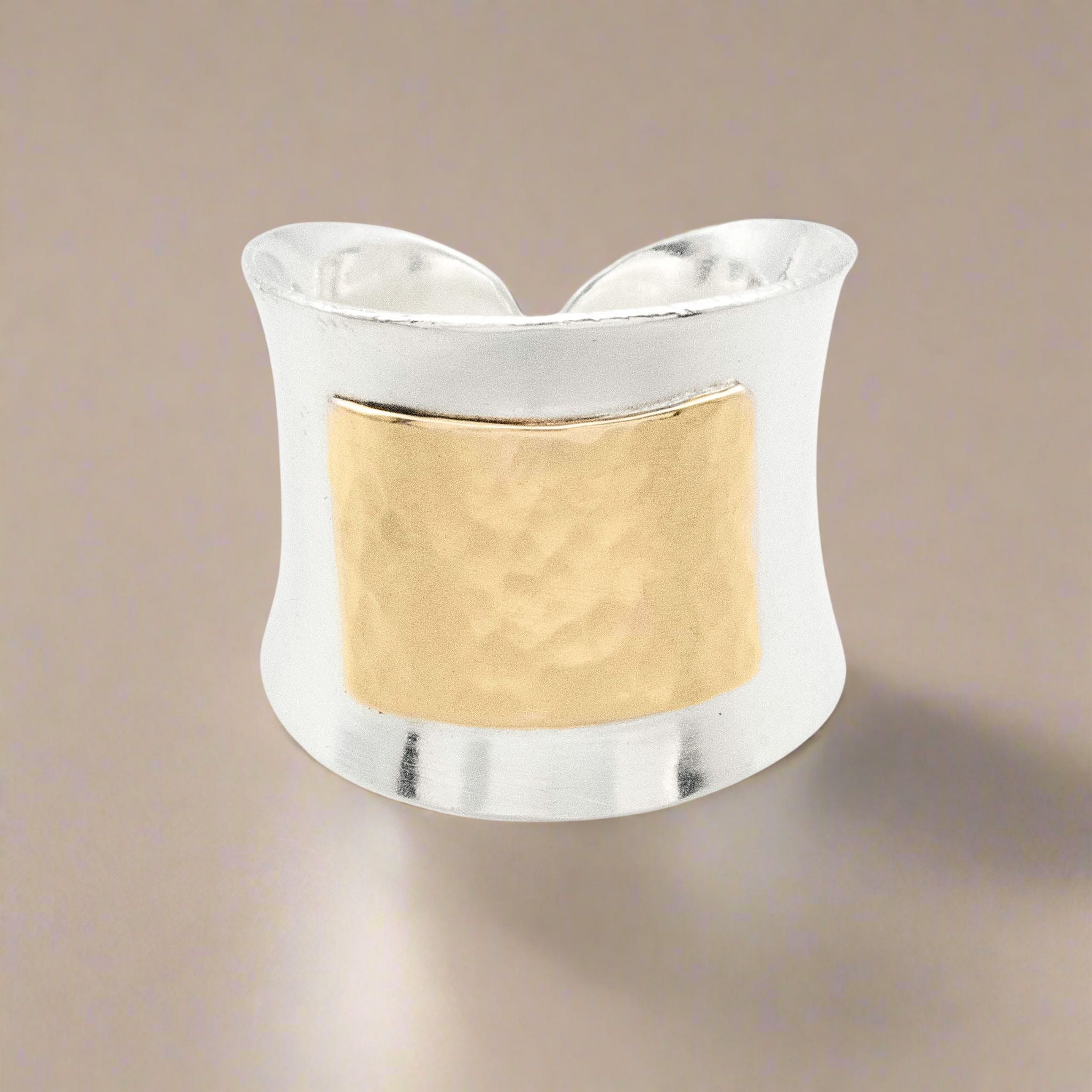 Hammered Gold Tab Ring - Rings