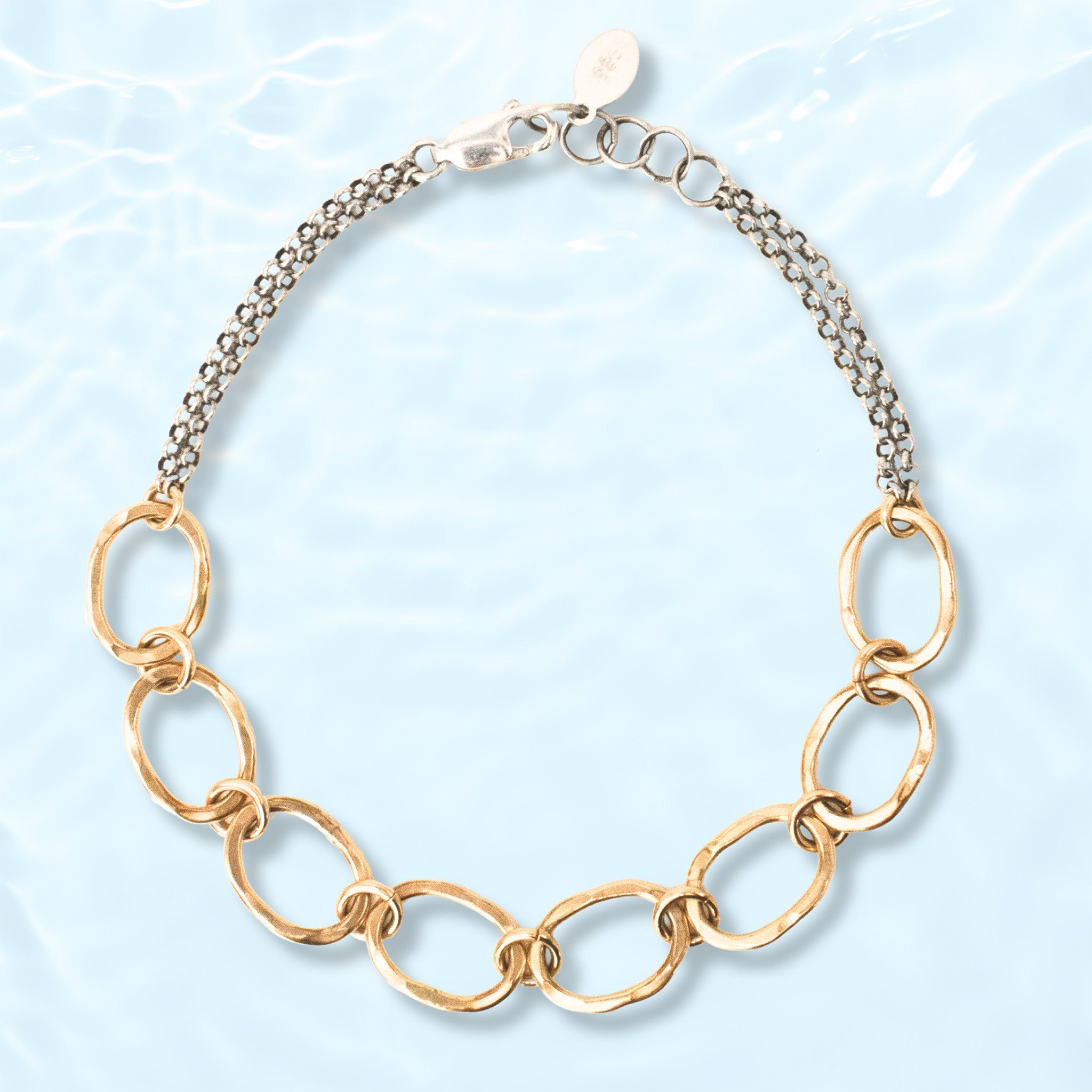 Hammered Golden Link Bracelet - Bracelets