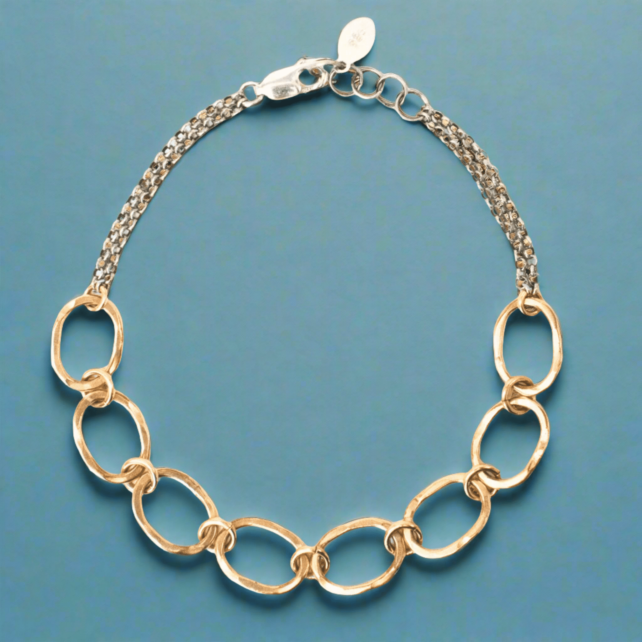 Hammered Golden Link Bracelet - Bracelets