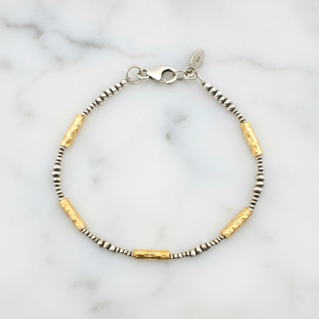 Hammered Mixed Metal Bracelet Gold Silver | Statement | J+I
