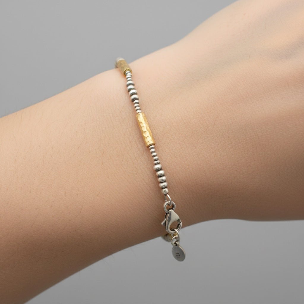 Hammered Mixed Metal Bracelet - Bracelets